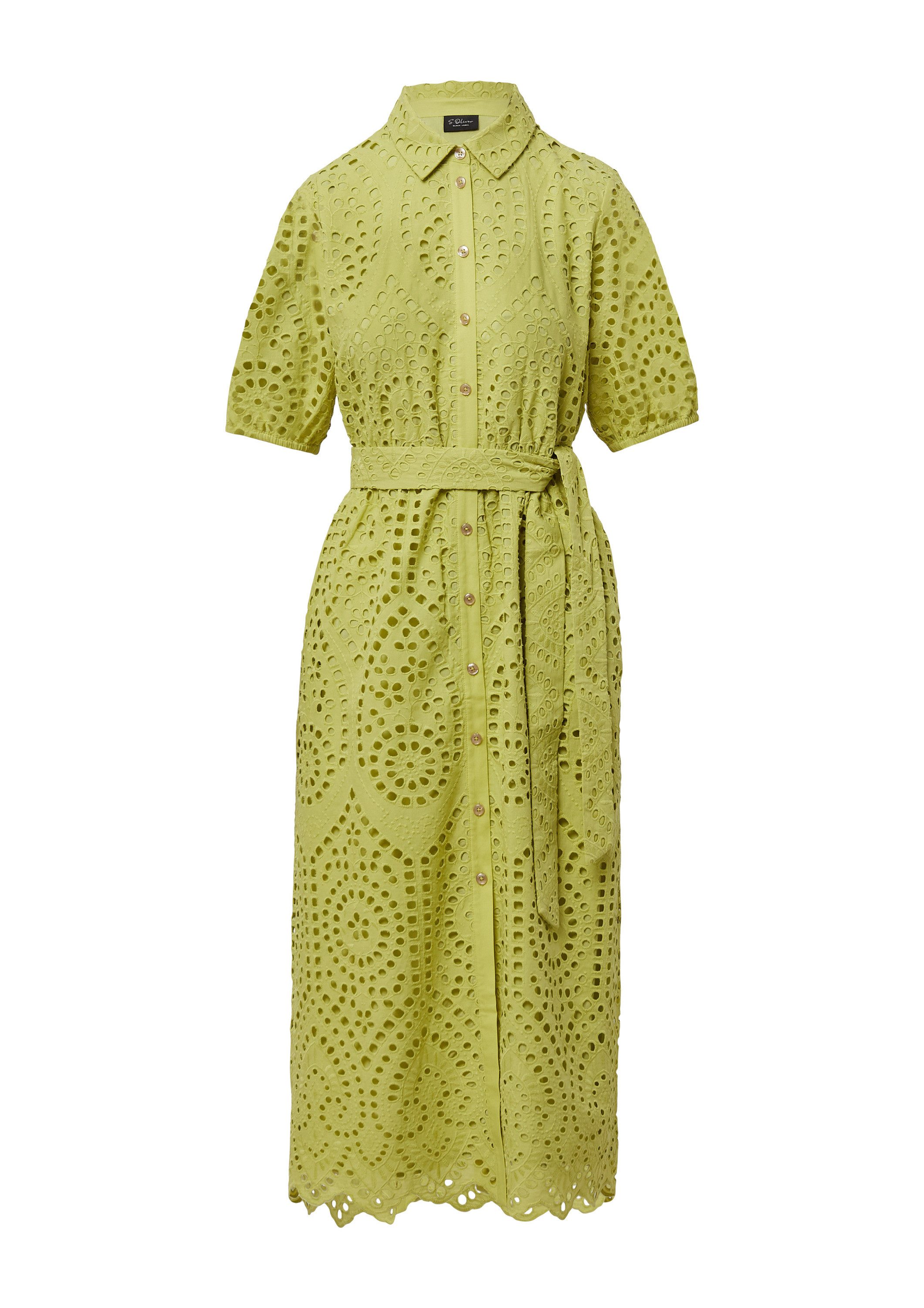 s.Oliver Midikleid Kleid Hemdblusenkleid in Midilänge aus Lochstickerei günstig online kaufen