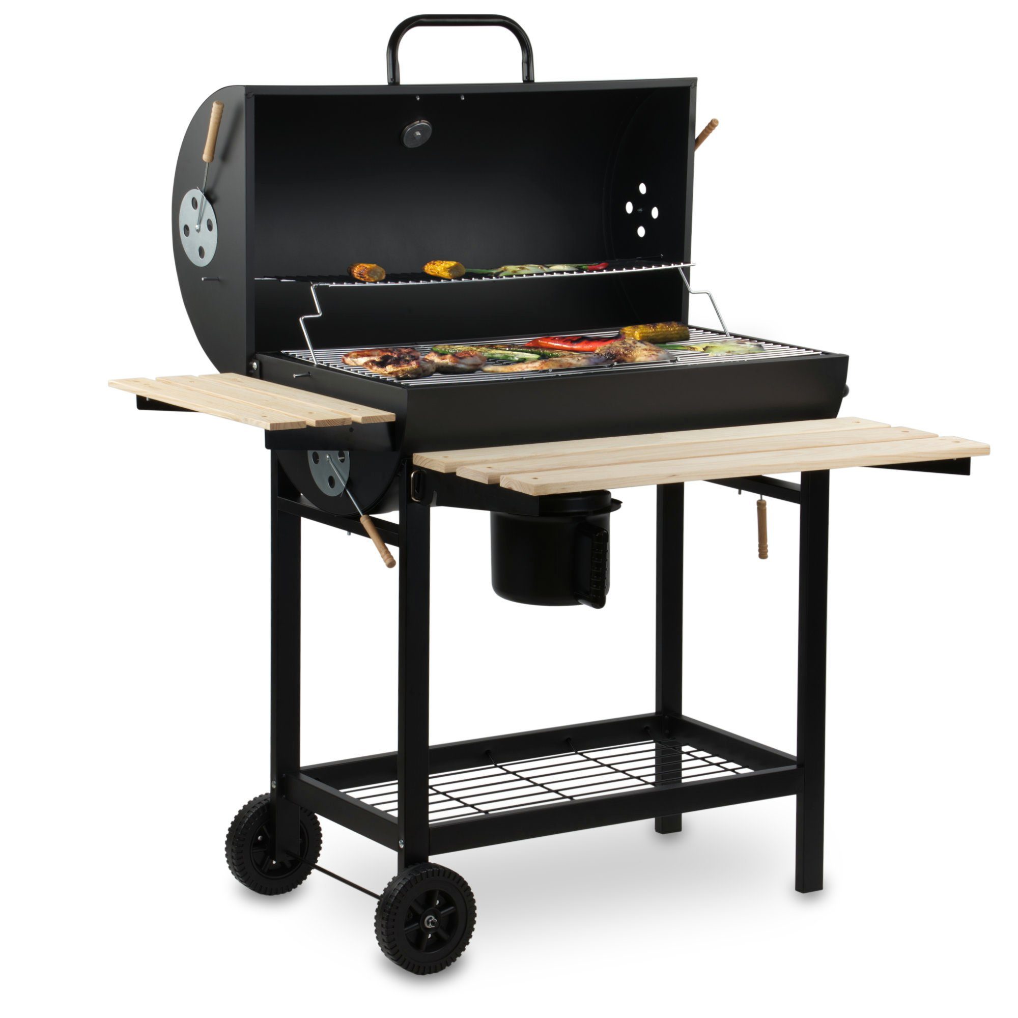 BBQ-Toro Holzkohlegrill Grillwagen, Ø 42 x (L) 80 cm, Premium Kohle Smoker fahrbar