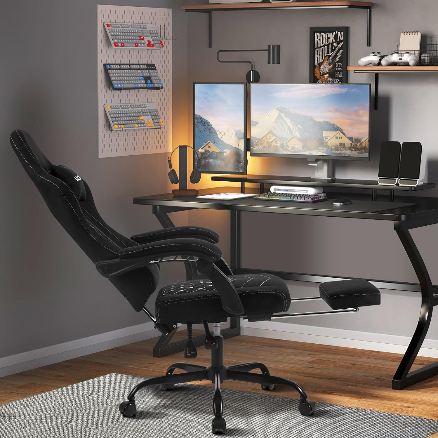 Woltu Gaming-Stuhl (1 St), mit Massagefunktion, ergonomisch, 150 kg, Tech-Stoff
