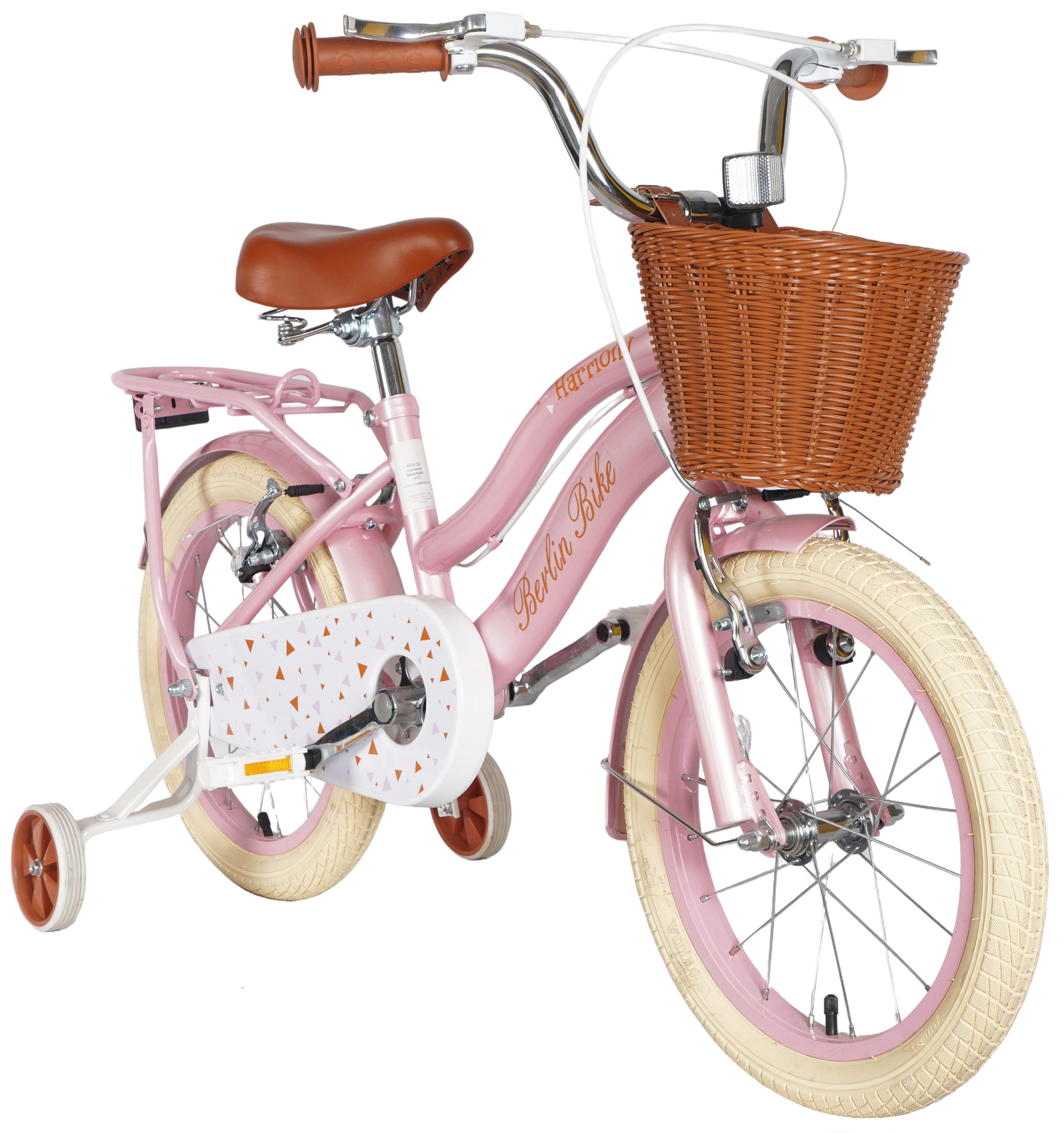 BERLIN BIKE Kinderfahrrad Harmony 16 Zoll für Jungen und Mädchen mit Stützräder, 1 Gang, 1 Gang, Spielerisch Balance und Motorik fördern