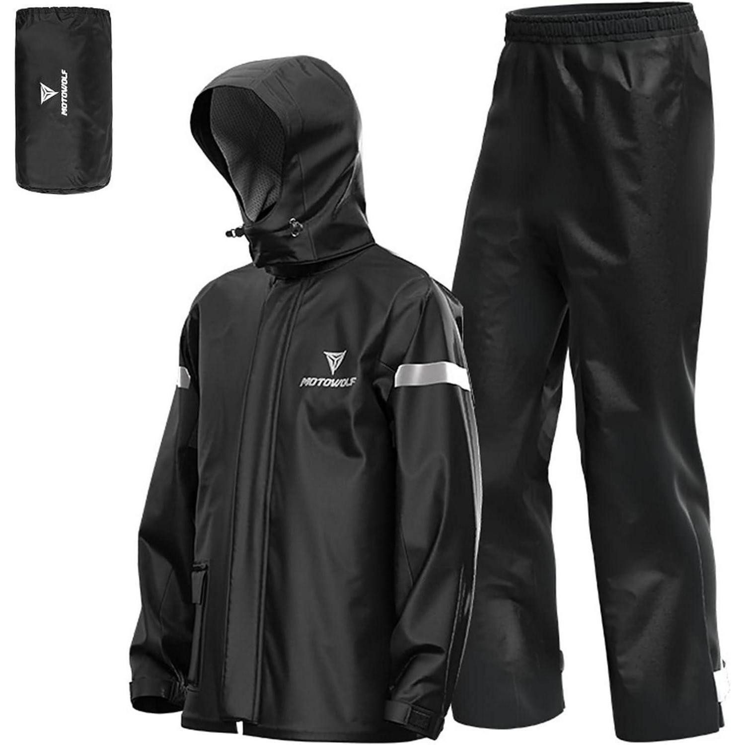 LuxusKollektion Regenjacke Regenanzug Herren Motorrad wasserdichte reflektierende Hose Schwarz XL