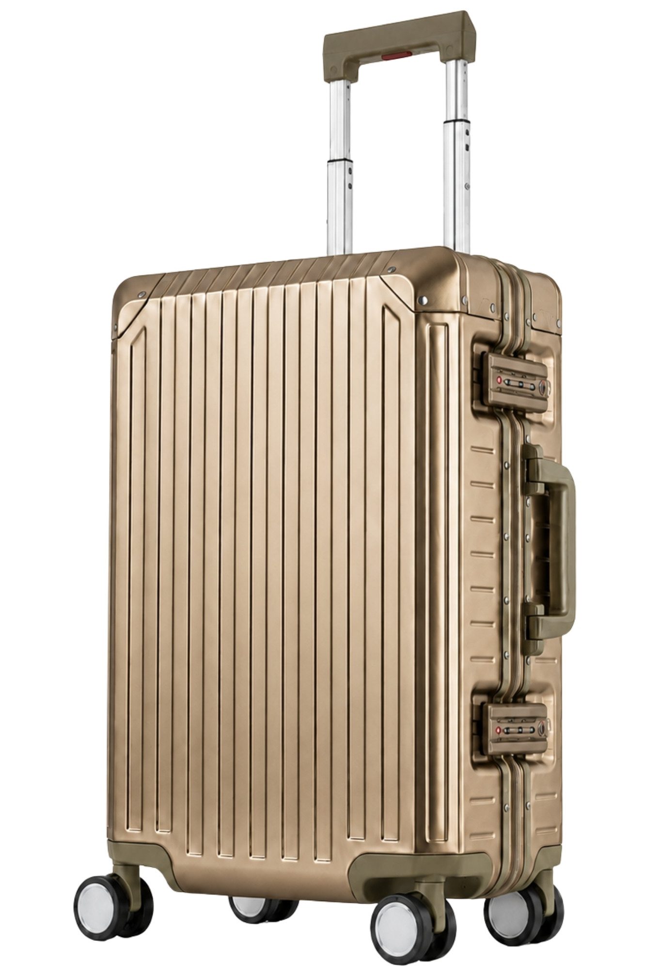 Travelhouse Handgepäckkoffer 100% Aluminium TOKYO - verschiedene Farben, 4 Rollen, mit stabilem Aluminium-Gehäuse und verstärkten Ecken