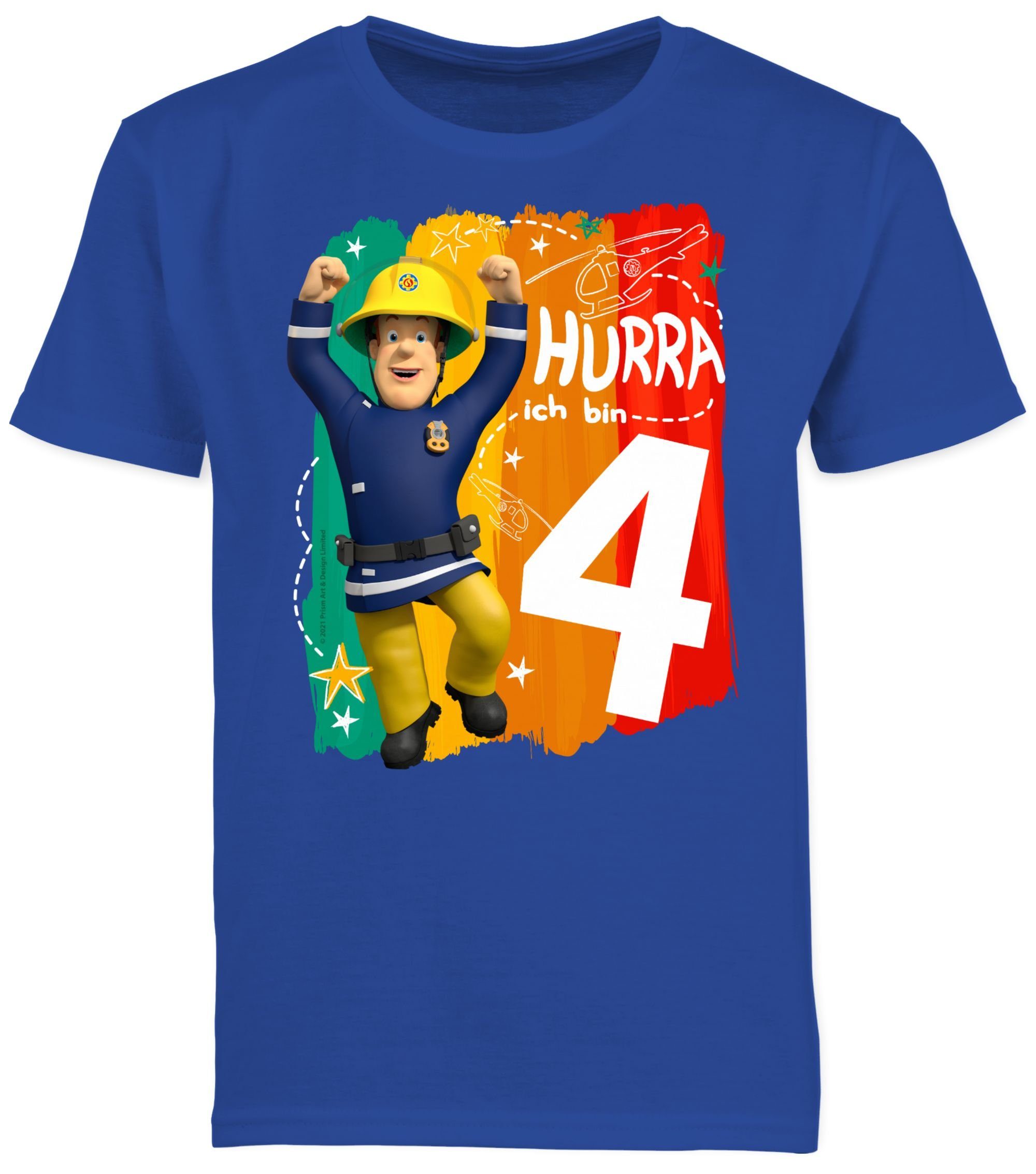 ich 03 Hurra T-Shirt Feuerwehrmann Sam Royalblau bin - Sam Jungen Vier Shirtracer