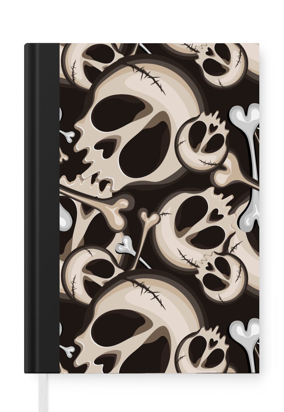 MuchoWow Notizbuch Totenkopf - Halloween - Muster, Journal, Merkzettel, Tagebuch, Notizheft, A5, 98 Seiten, Haushaltsbuch