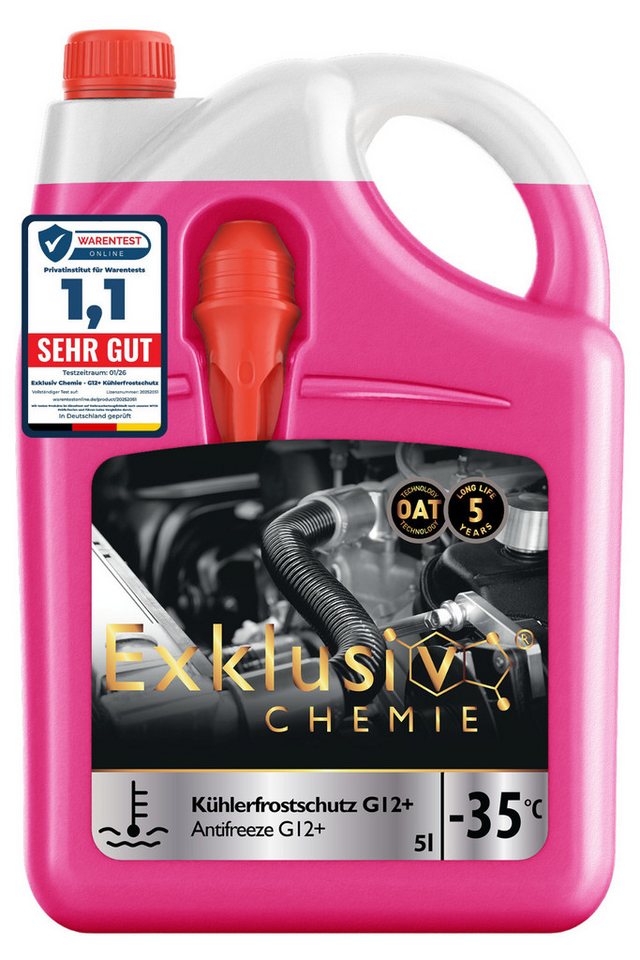 Exklusiv Chemie GmbH Kühlerfrostschutz G12+ Kühlerfrostschutz, bis -35 °C, 5 l, Gebrauchsfertig