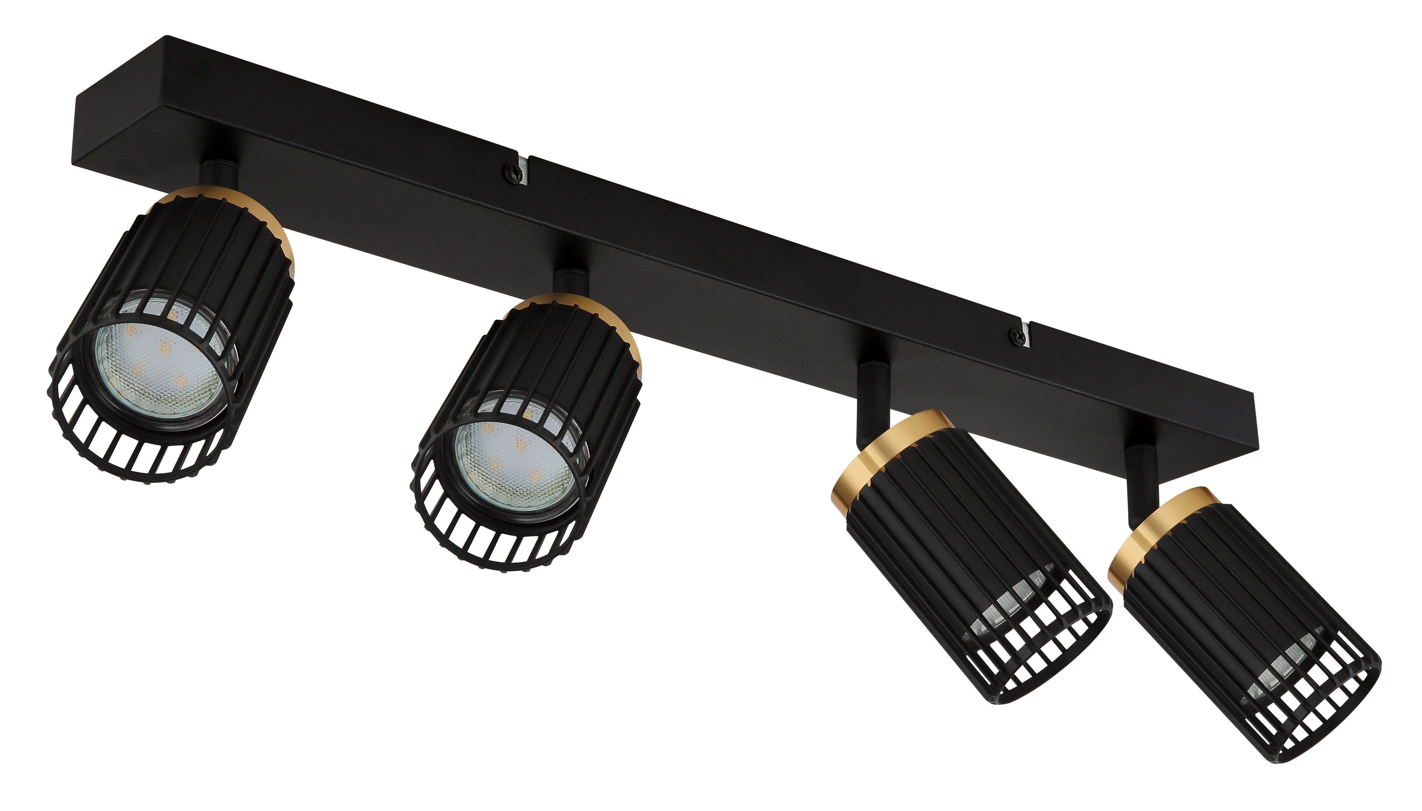 GLOBO LIGHTING Deckenspot KORBEN, Leuchtmittel wechselbar, Schwarzer Strahler mit Aluminium schwarz-gold, E14 4x25W