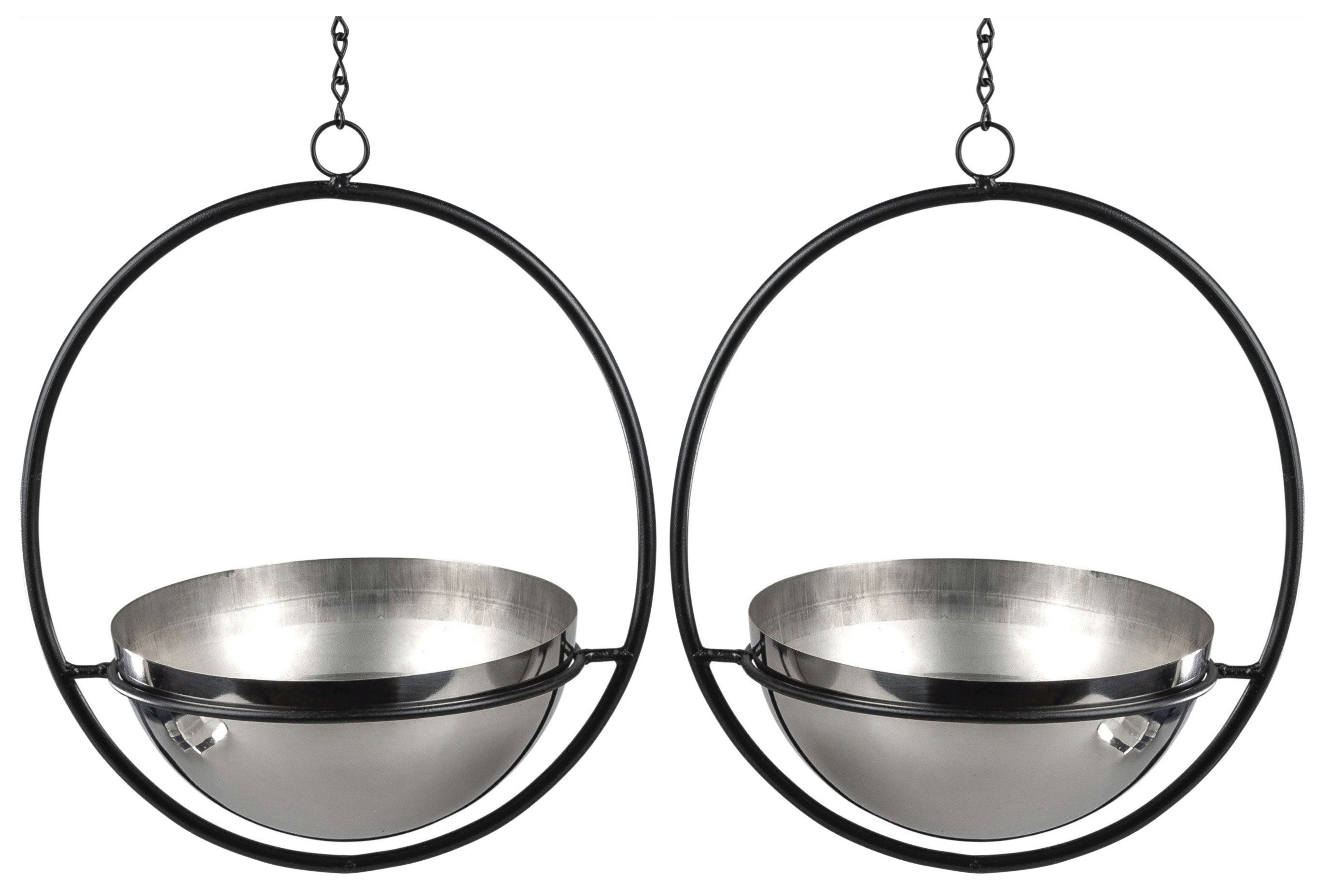DanDiBo Blumenampel 2er Set Blumenhänger Innen Metall Wand Hängepflanzen 53 cm 96087 M (2 St), Dekoset mit Topf Silber Pflanzenhänger Blumentopfhänger