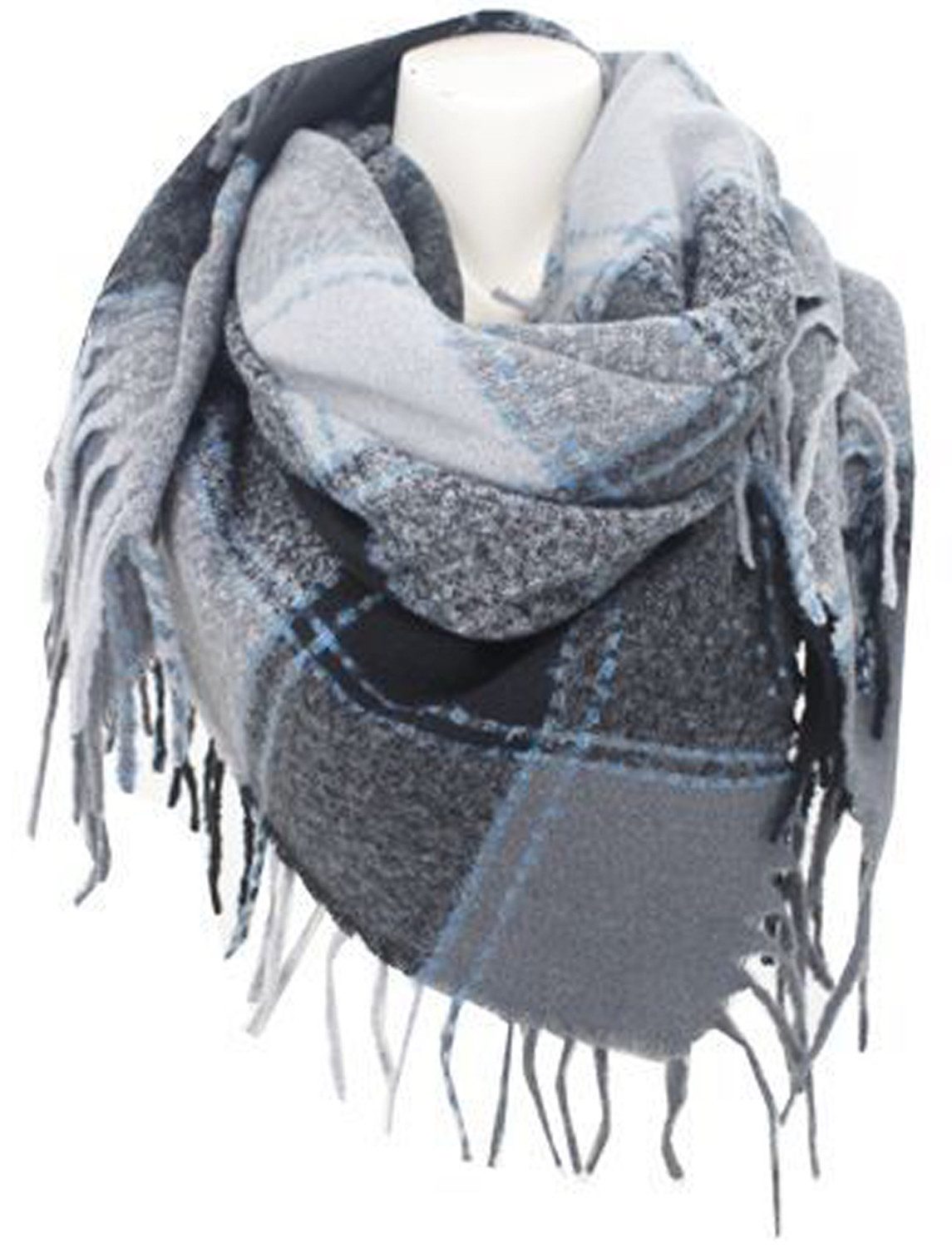 chic4home Schal Winter Weave, (1-St. 1-teilig), Damen Schal ca.125x125cm Karo-Design Kaschmir-Gefühl Winter Herbst