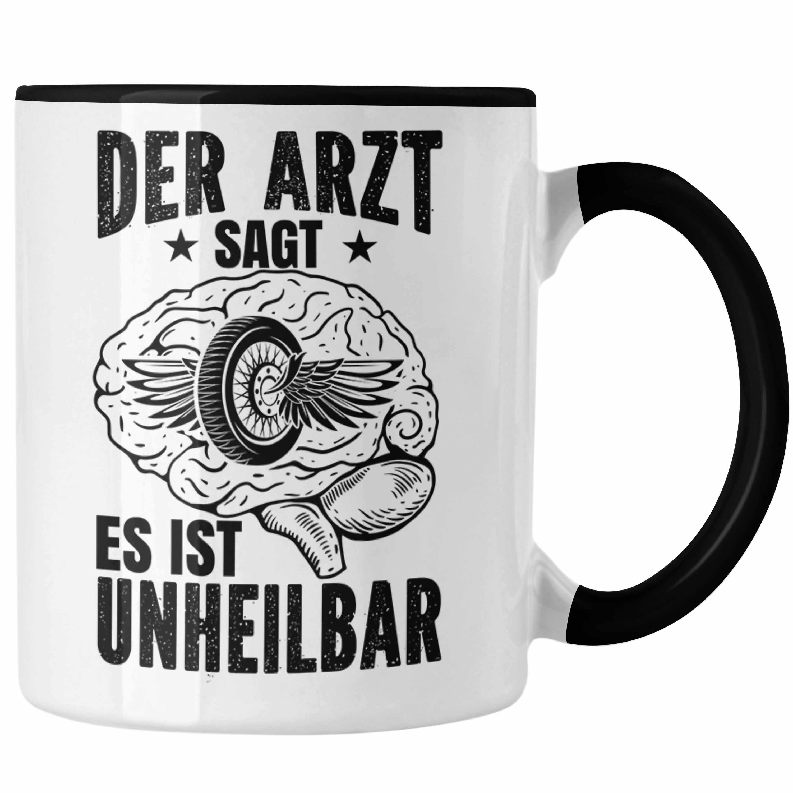 Tasse Geschenk Trendation Trendation Lustige Schwarz Männer Motorrad Spruch für Tasse Motorradfahrer Grafik Geschenkidee -