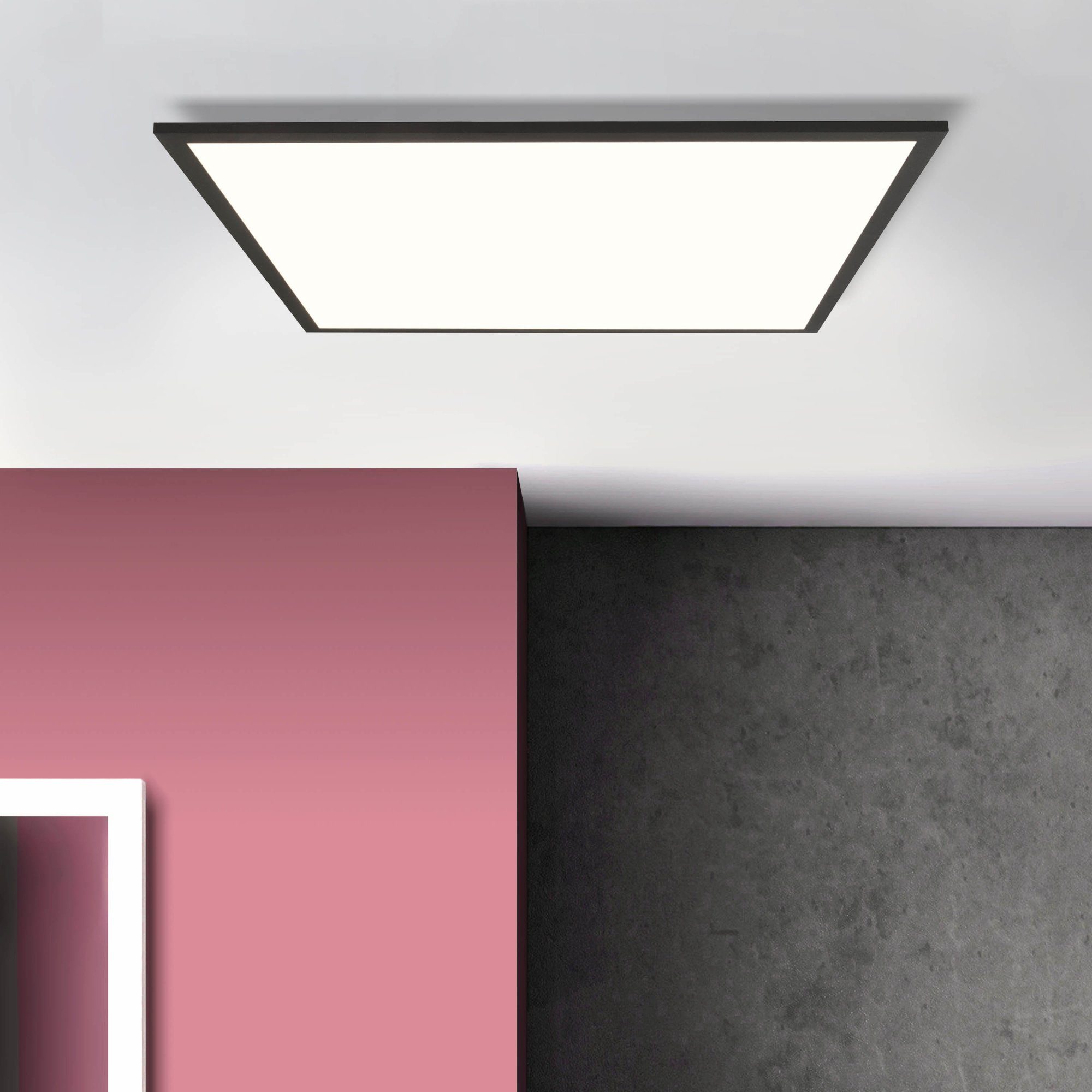 Lightbox LED Deckenleuchte, LED fest integriert, Kaltweiß, 60 x 60 cm, 4000 lm, 4000 K, Metall/Kunststoff, schwarz/weiß