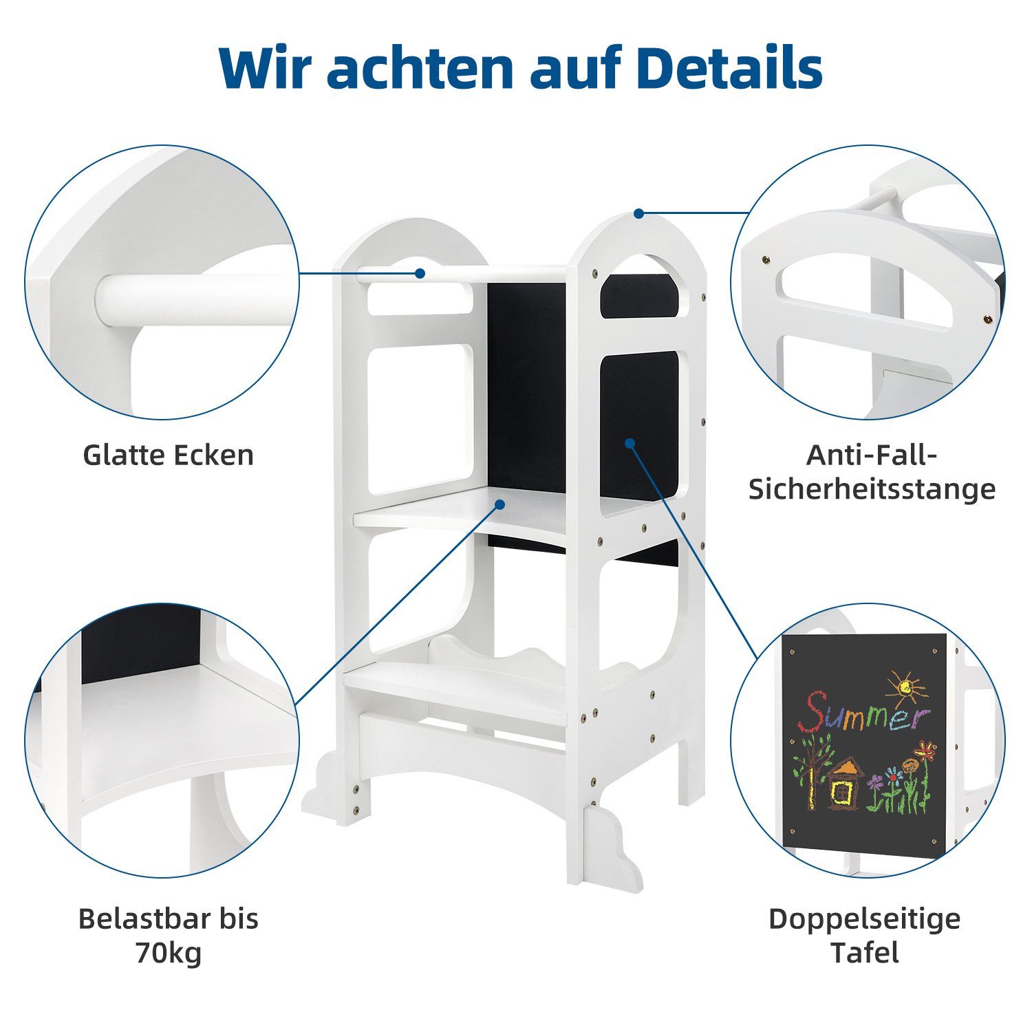 Ezebaby Stehhilfe Lernturm Für cm 39.8W 56.5D x Kinderhocker 90.7H Tritthocker Lernstuhl x Kinder 1