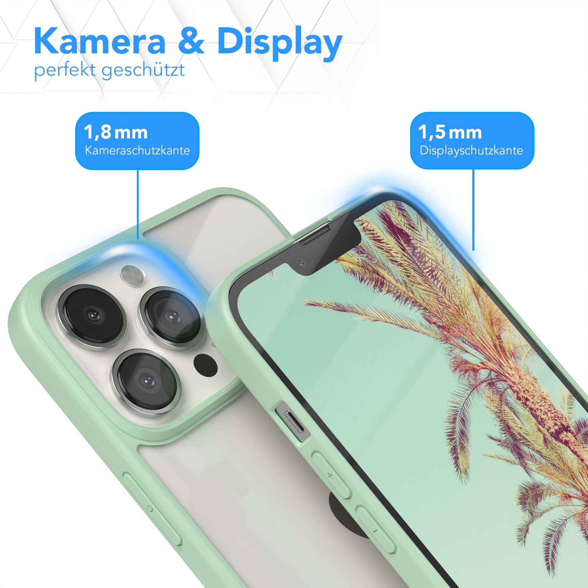 EAZY CASE Handyhülle Bumper Case für Apple iPhone 13 Pro Max 6,7 Zoll, Schutzhülle mit Kameraschutz Slim Cover Durchsichtig kratzfest Grün