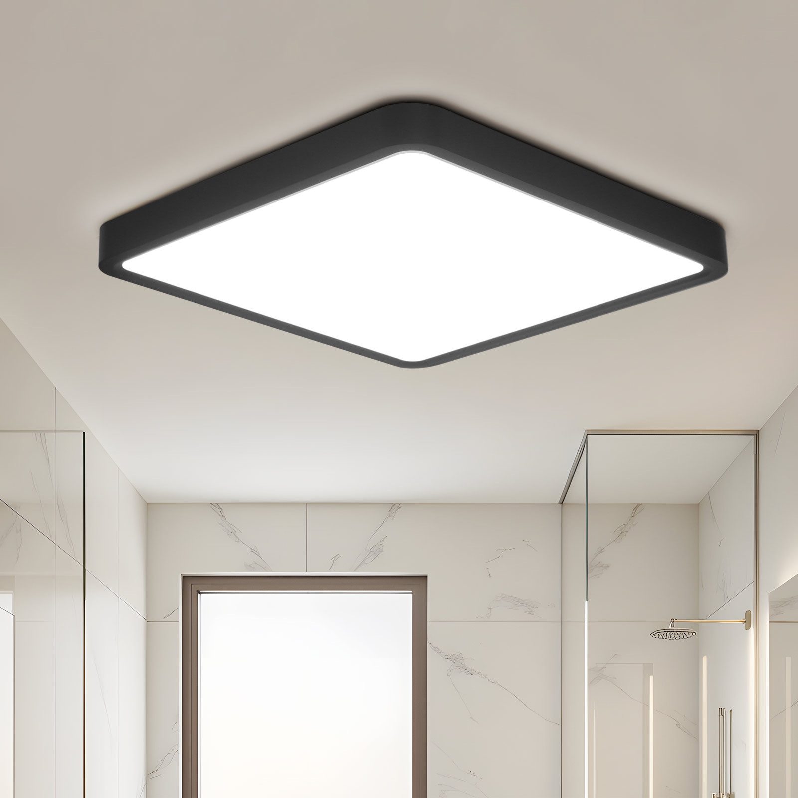 Nettlife LED Deckenleuchte LED Deckenleuchte Flach 23CM 6500K Badezimmerlampe, LED fest integriert, Kaltweiß, Eckig Schlafzimmer Küchenlampe Decke für Küche Flur