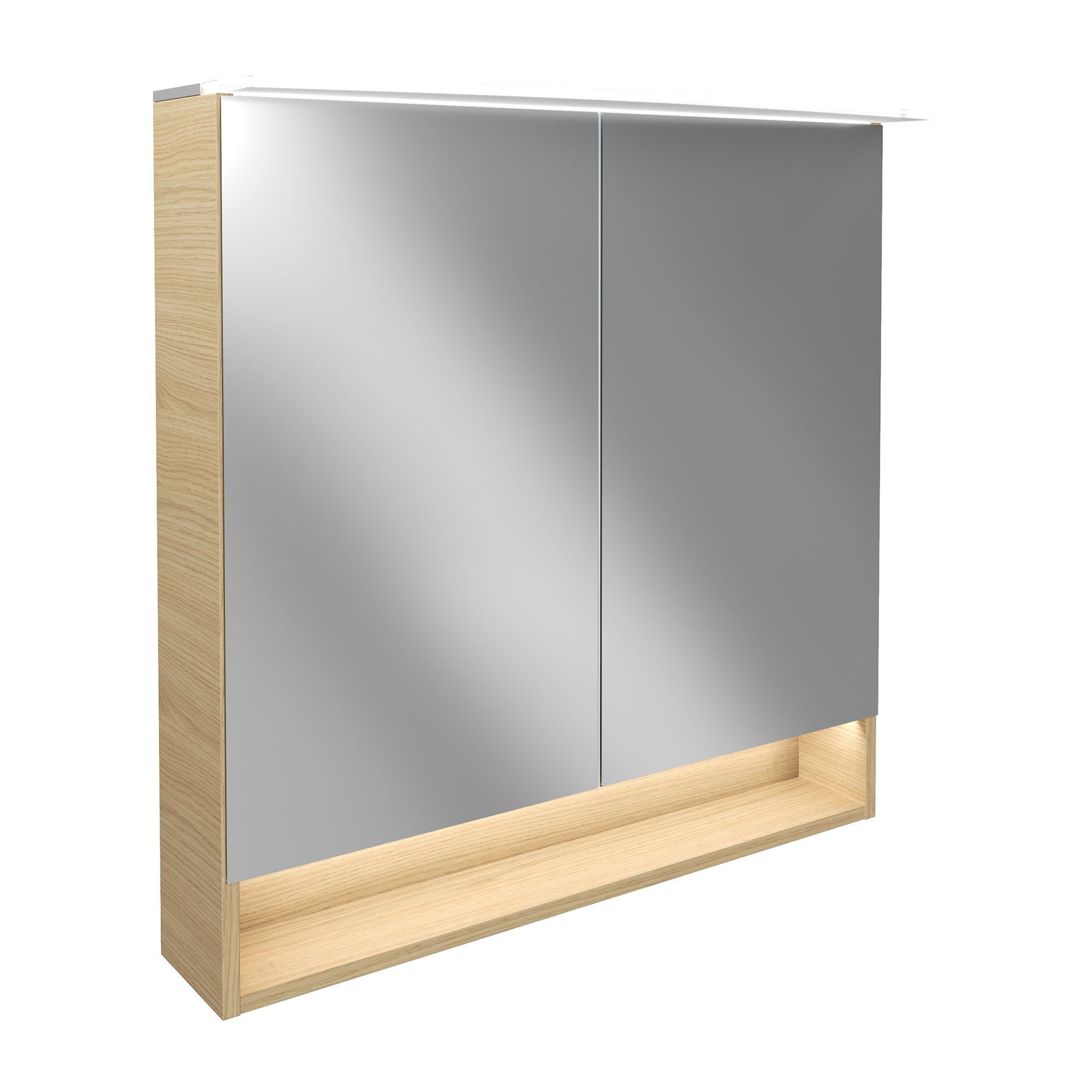 80 B.Style LED cm Badezimmerspiegelschrank Spiegelschrank Sandeiche Korpusfarbe: FACKELMANN