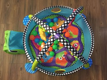HIYORI Laufgitter Baby Spielteppich mit Ozeanballzaun und Fitnessbogen, Sicher und Unterhaltsam für Babys Entwicklung