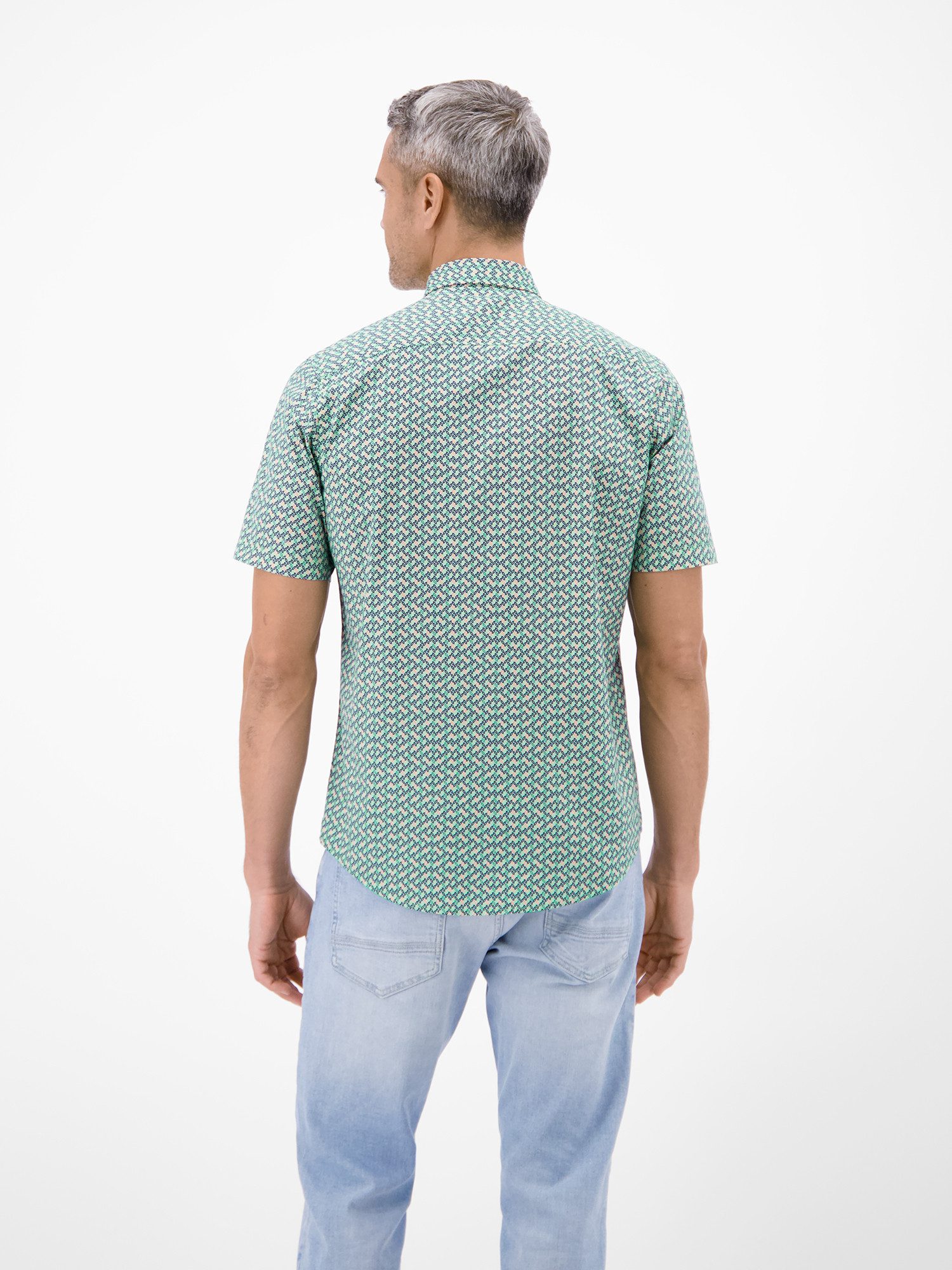 LERROS Kurzarmhemd Kurzarmhemd mit Print aus Popeline-Stretch-Material