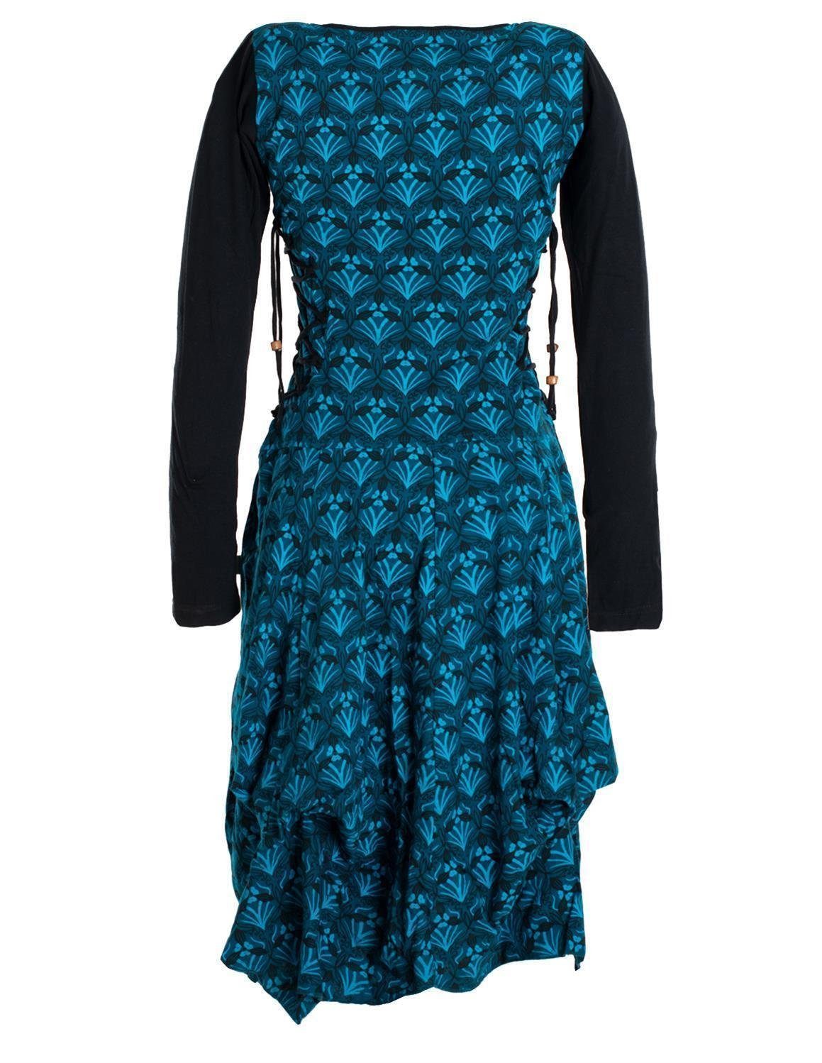 Vishes Jerseykleid Jersey-Kleid Blumenkleid Schnürung V-Ausschnitt Party-, günstig online kaufen