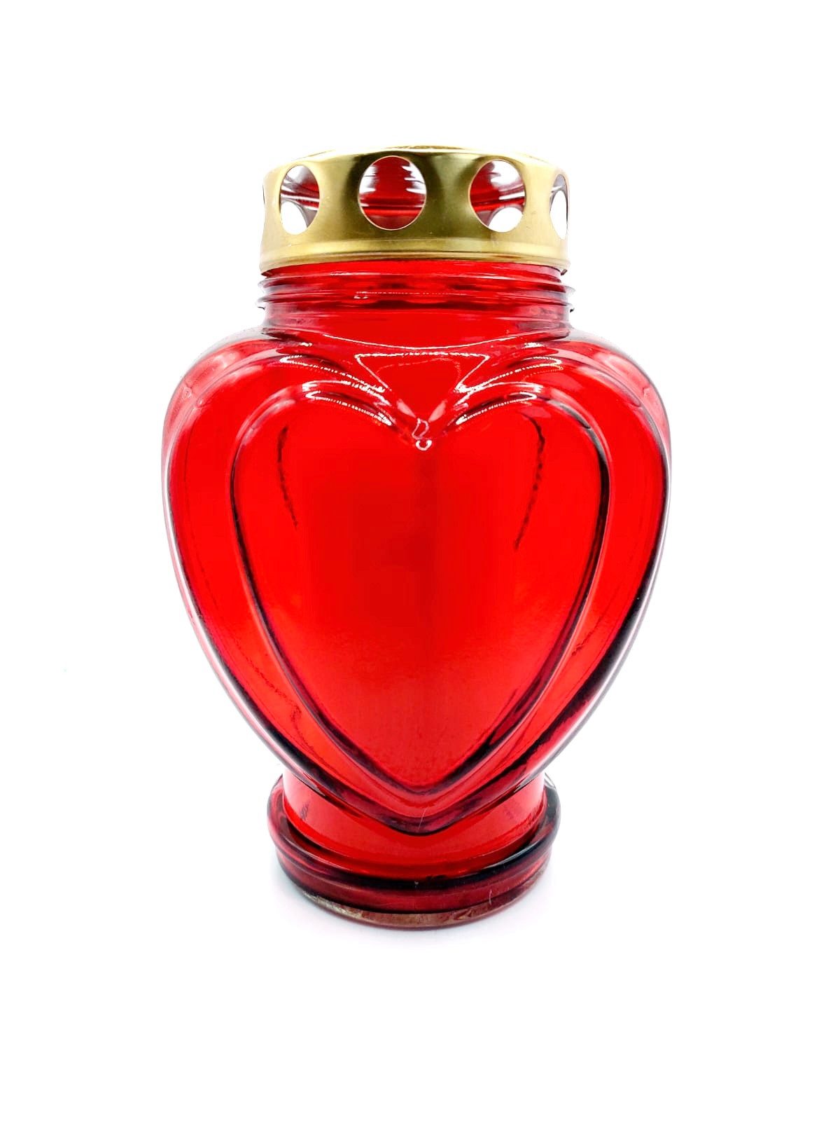 Florissima Grabkerze Grabdeko Trauerlicht Grablicht Herzform rot aus Glas G günstig online kaufen