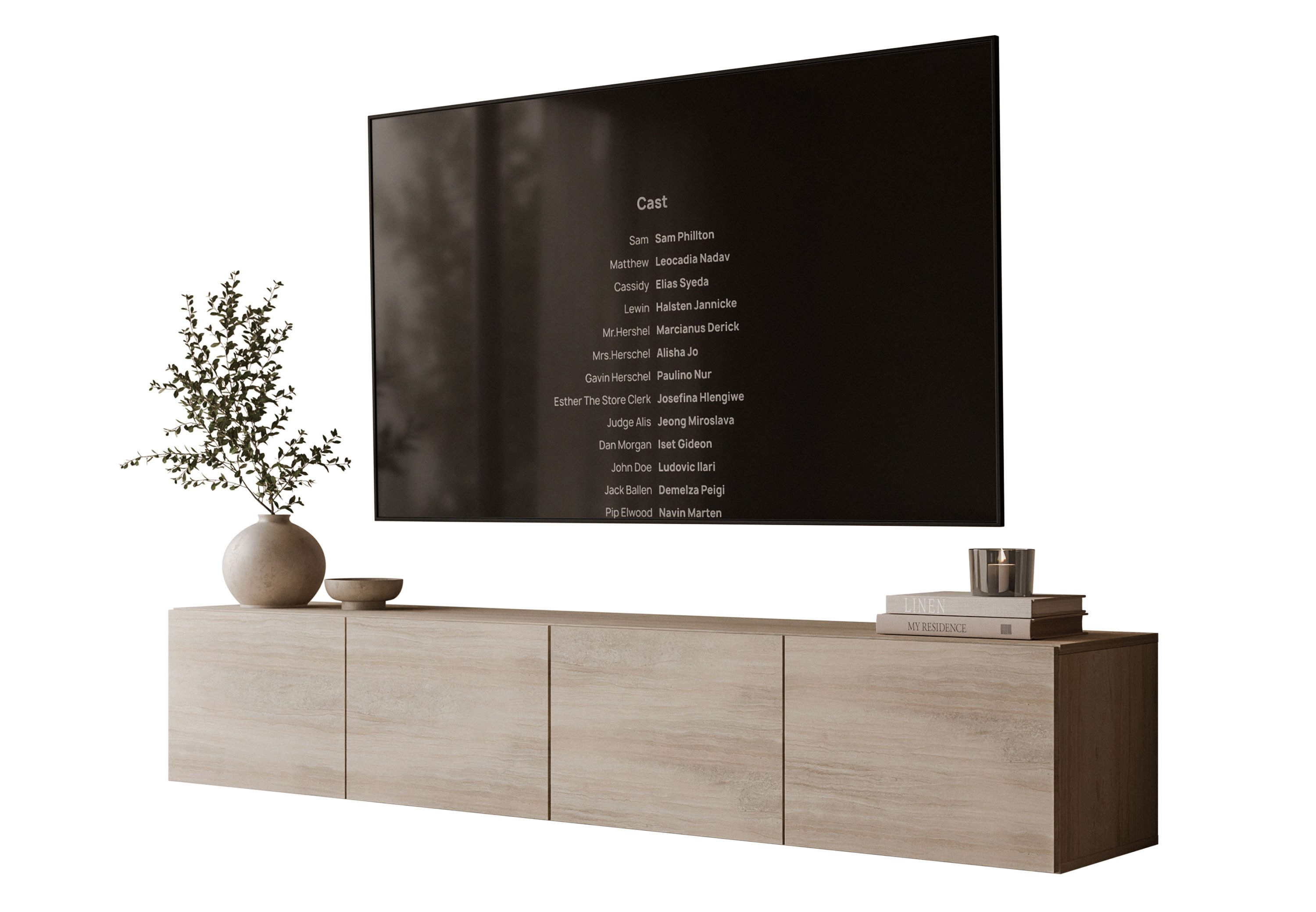 Lookway TV-Schrank COLGANTE TRAVERTIN 200 cm Hängendes TV-Lowboard (2x TV-Schrank) Breite: 200 cm