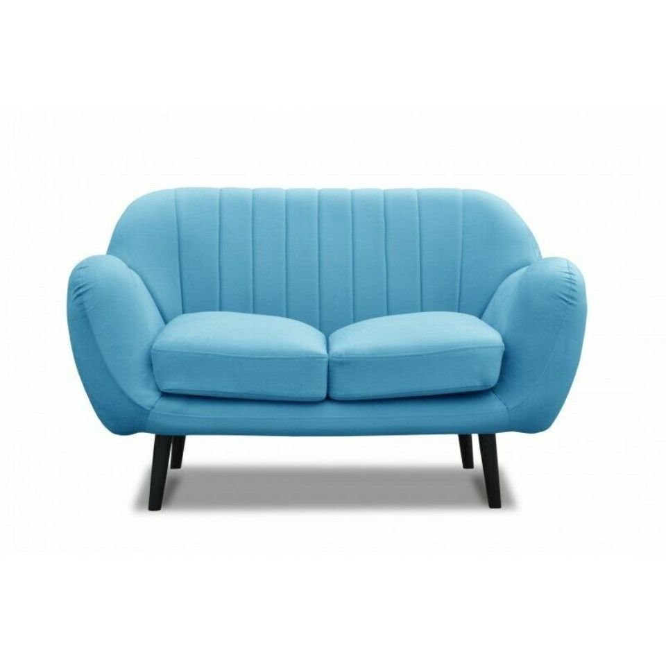 JVmoebel Sofa Blaues Stoffsofa 2 Sitzer Couch Polster Designer Büro Office Couch, Made in Europe Hellblau