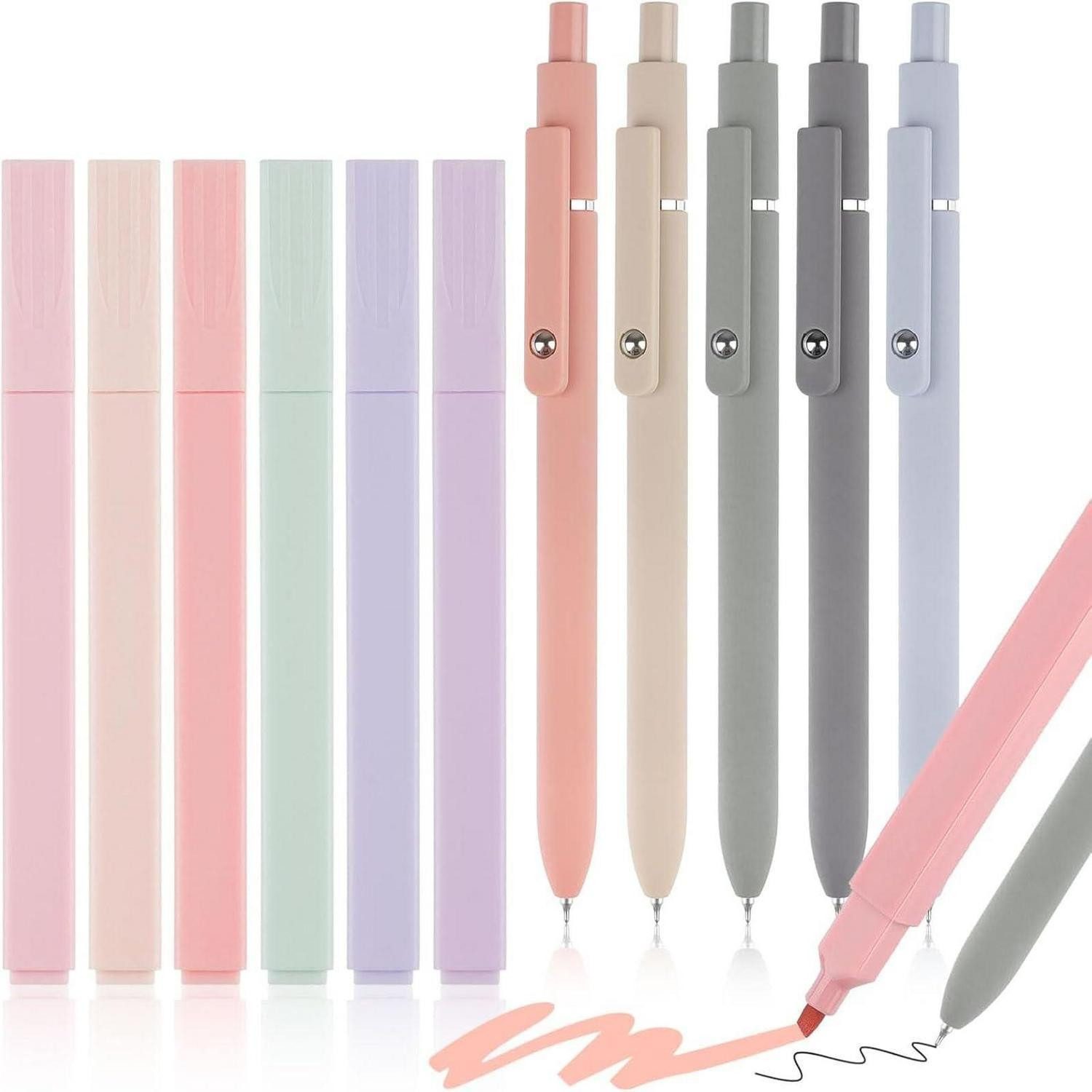 LuxusKollektion Gelschreiber Textmarker & Gelstifte Set 11tlg. Pastell/Schwarz