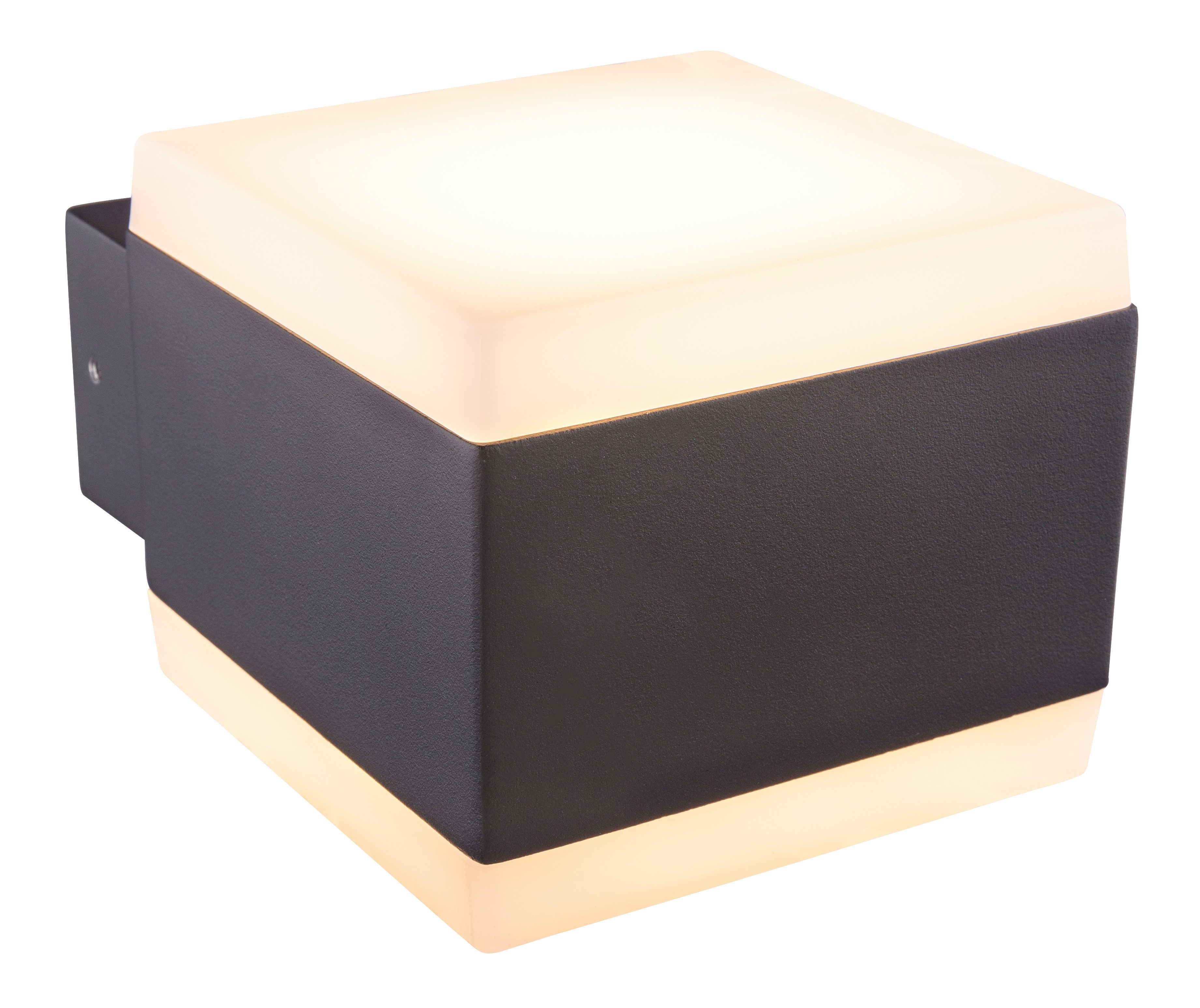 GLOBO LIGHTING LED Außen-Wandleuchte SLICE, LED fest integriert, Warmweiß, Außenlampe/Lichtschein: auf- und abwärts/ IP44/3000K/anthrazit