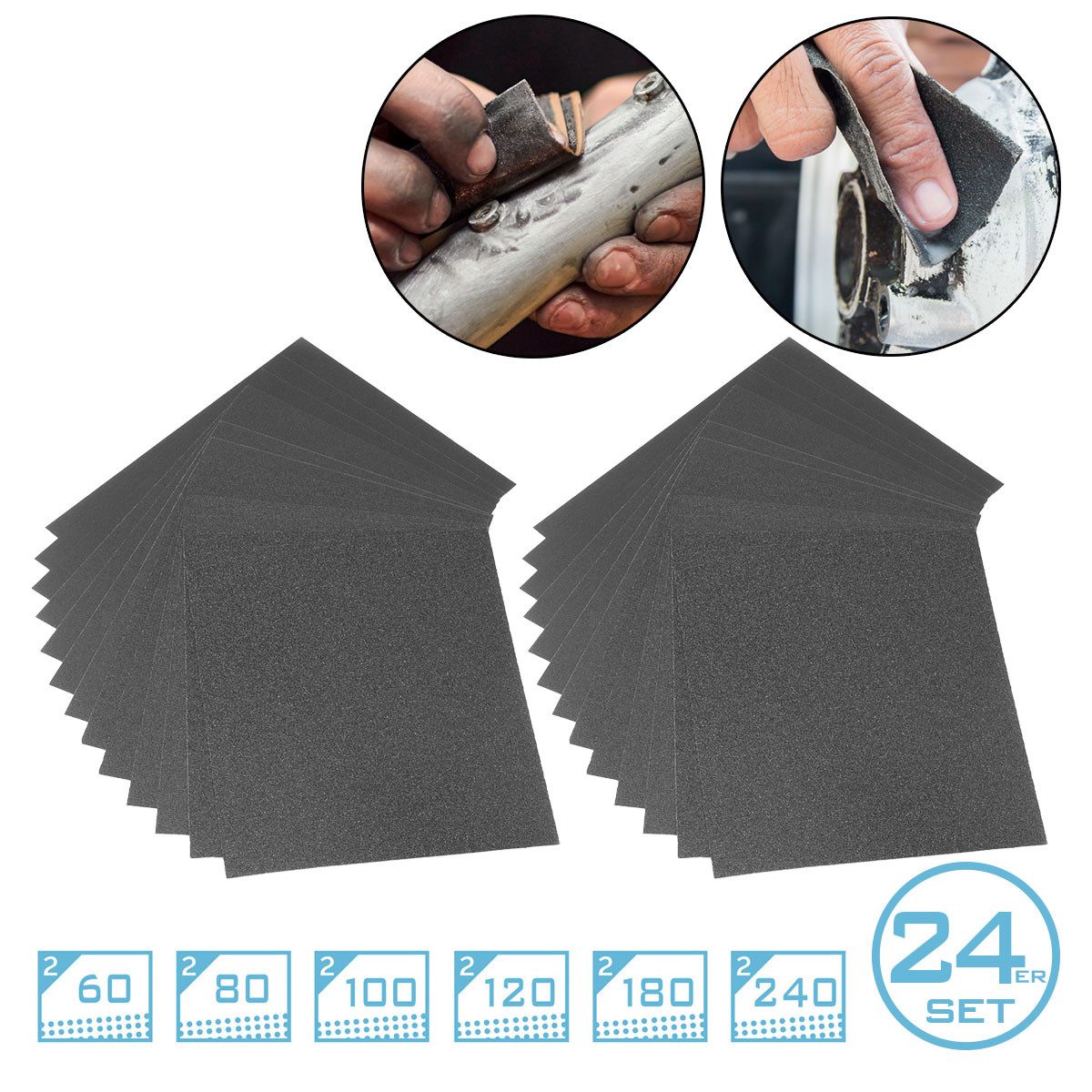STAHLWERK Schleifpapier 2 x 12er Set 230 x 280 mm, (Packung, 24 St., Set)