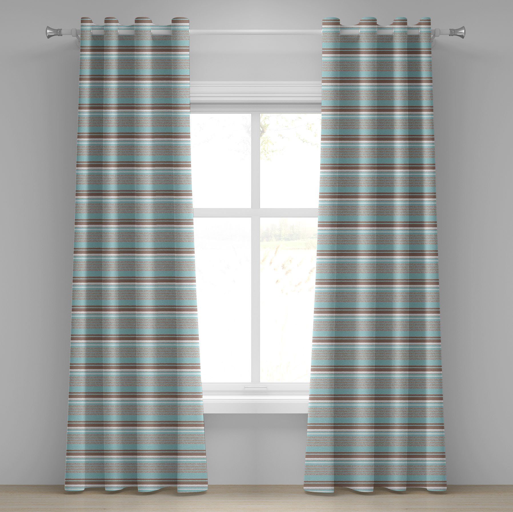 Gardine Dekorative 2-Panel-Fenstervorhänge für Schlafzimmer Wohnzimmer, Abakuhaus, Wasser Horizontale Streifen-Linien