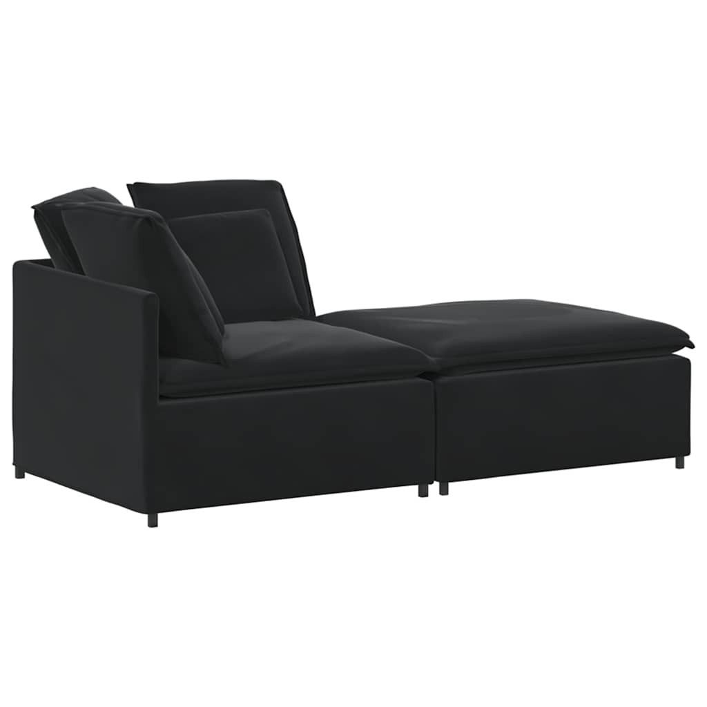 vidaXL Sofaelement Modulares Sofa mit Fußhocker Kissen Samt Schwarz