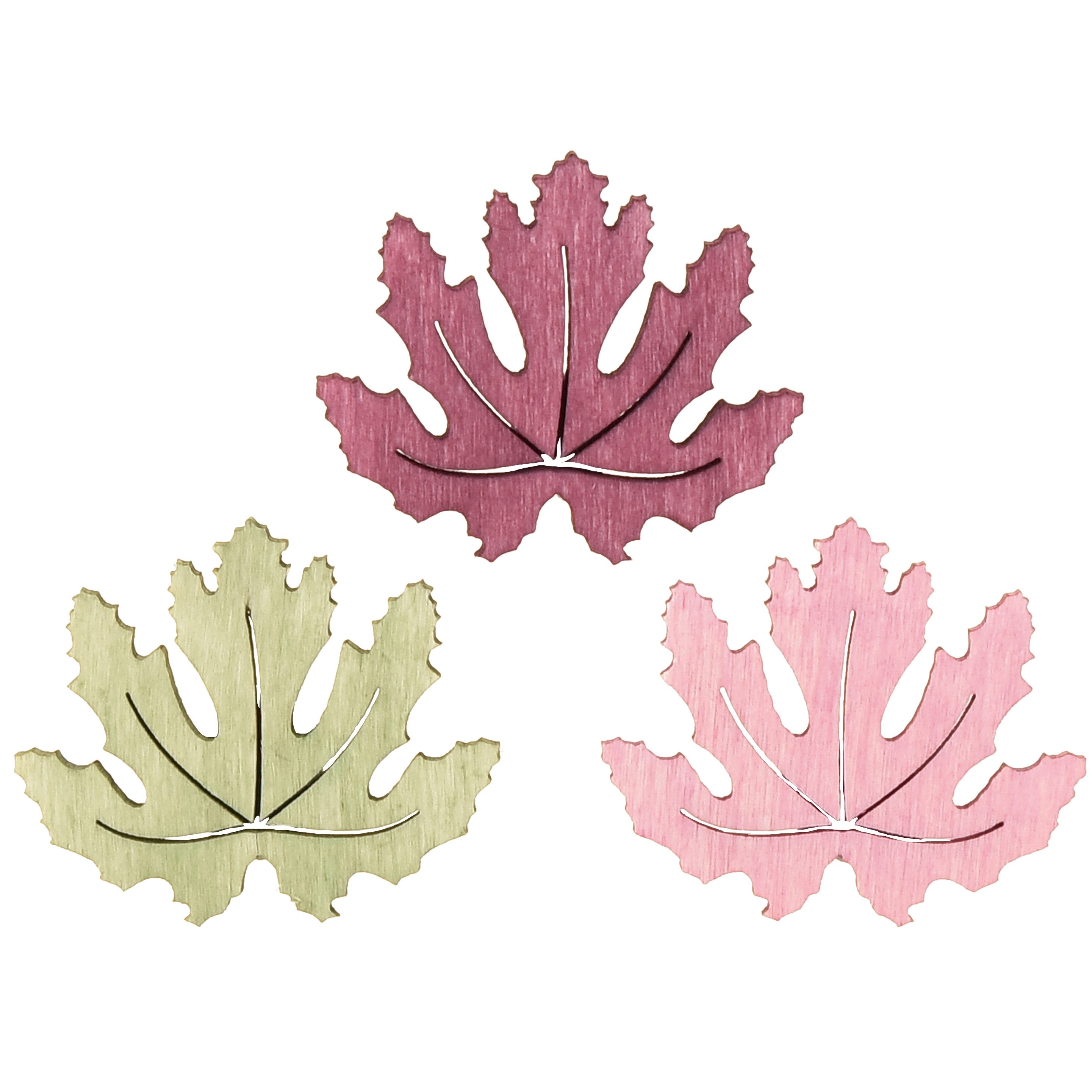 Florists Products Streudeko Streudeko Holz Ahornblätter Herbst Tischdeko Lila Rosa Grün 72, 72 St