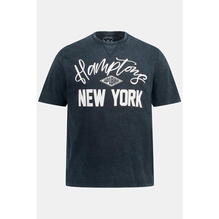 JP1880 T-Shirt T-Shirt Halbarm Used Look New York Print Rundhals
