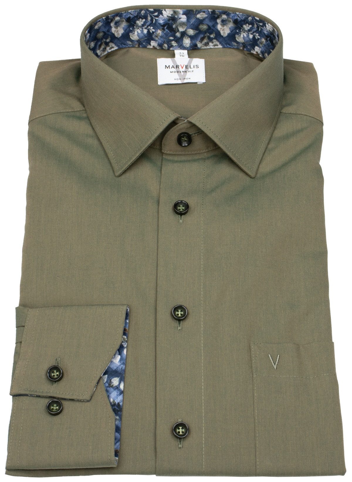 MARVELIS Businesshemd Modern Fit leicht tailliert bügelfrei Kentkragen günstig online kaufen