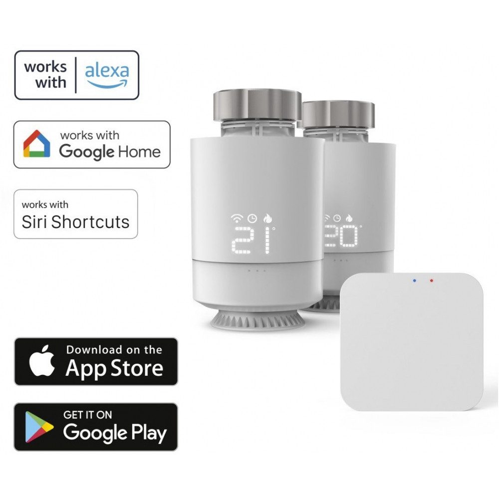 Hama Heizkörperthermostat Hama Smarte WLAN-Heizungssteuerung mit 2 Thermostaten., Kompatibel mit Alexa und Google Assistant
