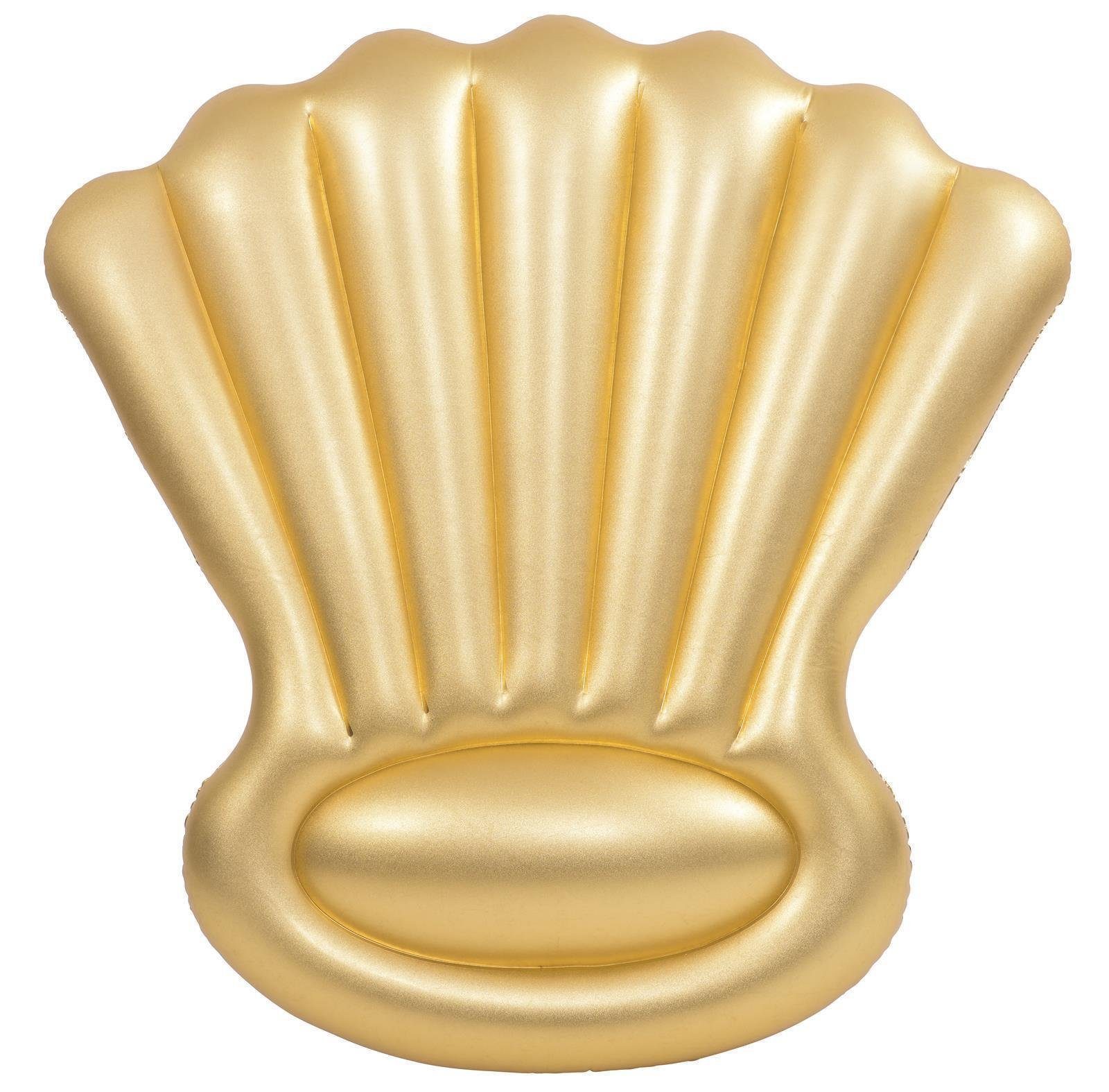 SunClub Badeinsel Wasserinsel Goldmuschel, (Packung, 1-St., Luftmatratze in Goldmuschel Form), 160x160cm, 2 Luftkammern