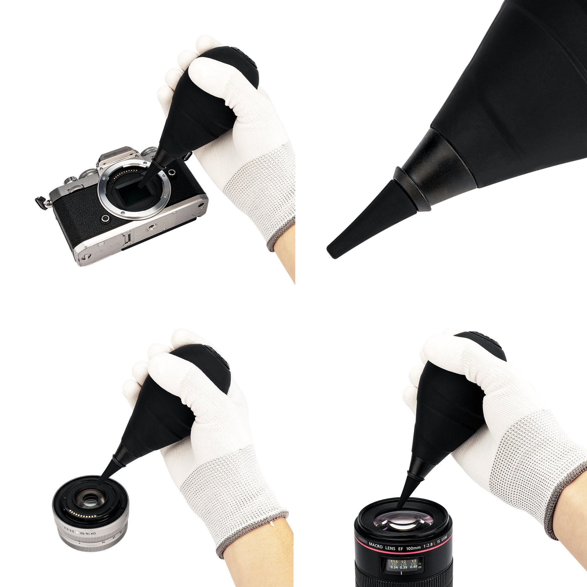 Minadax Kamerazubehör-Set Minadax + Reinigung 10 APS-C Filter KF Blasebalg 16mm Swabs mit Sensor