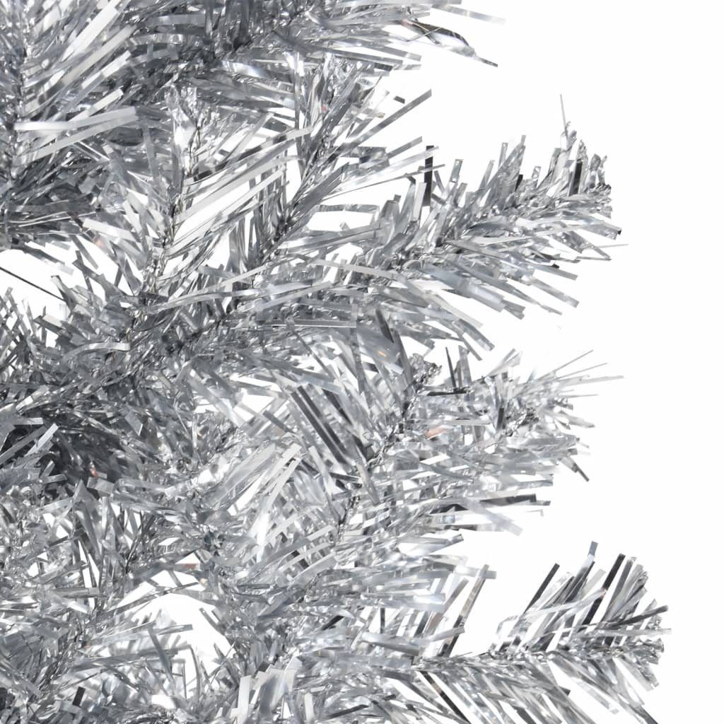 Künstlicher vidaXL Weihnachtsbaum Schlank Silbern 120 Halb-Weihnachtsbaum cm Ständer Künstlicher