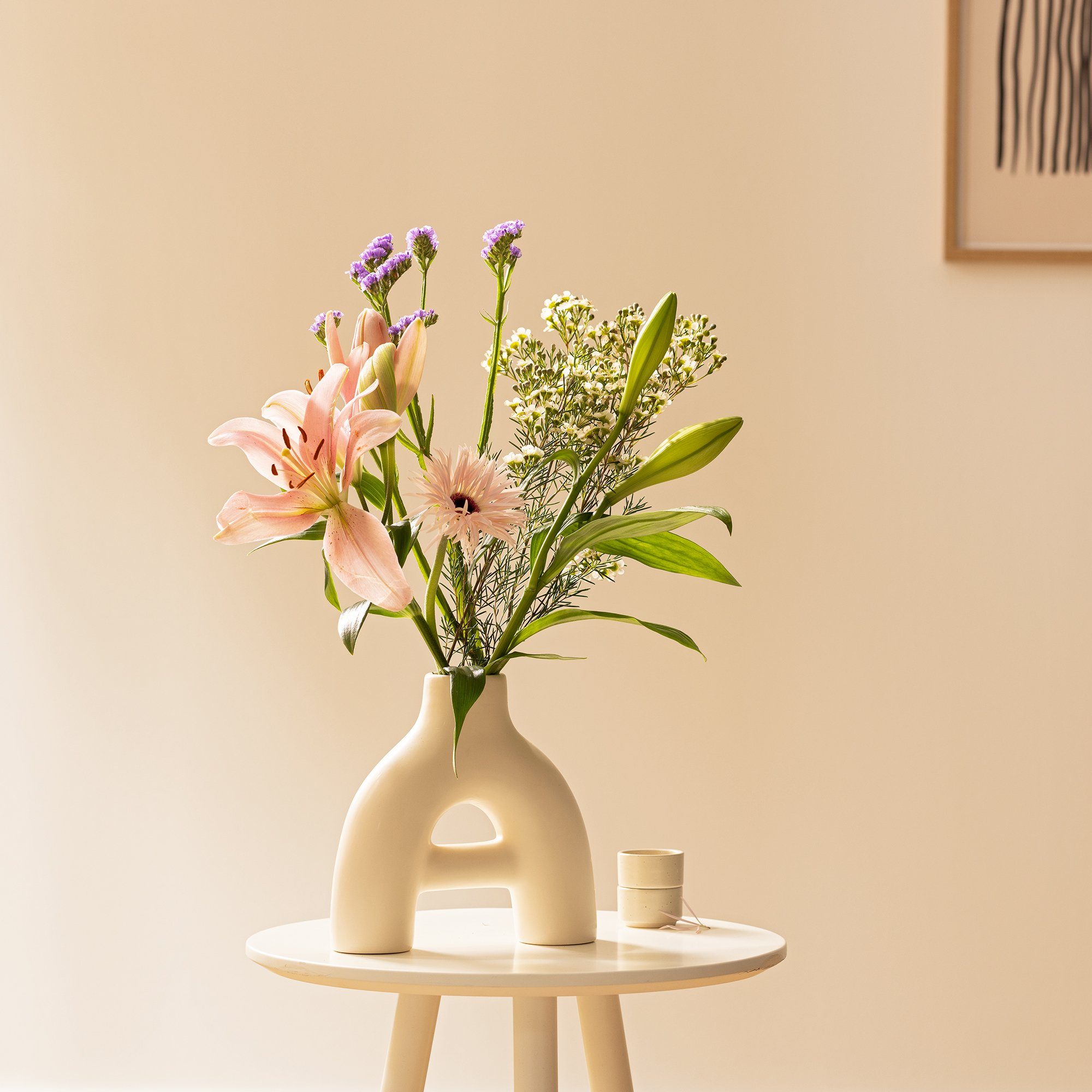modern Dekovase Blumenvase Wohnzimmer Deko Pampasgras Navaris beige Vase Donut Vase