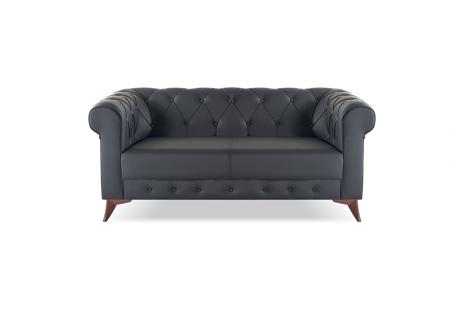 JVmoebel Chesterfield-Sofa Chesterfield Sofa klassisch Leder silbergrau elegant Knöpfe, 1 Teile, Made in Europa