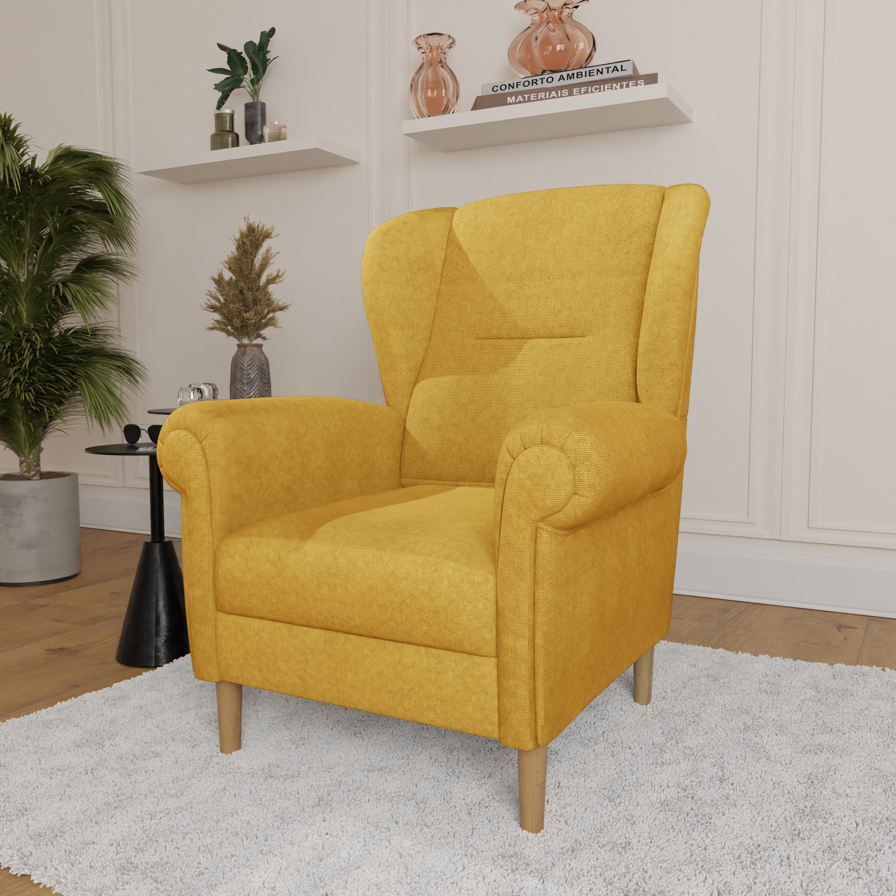 Home affaire Кресла OSTIANO B/T/H: 80/82/98 cm, Кресла, Einzelstück, dicke geschwungene Armlehnen, uni und kariert
