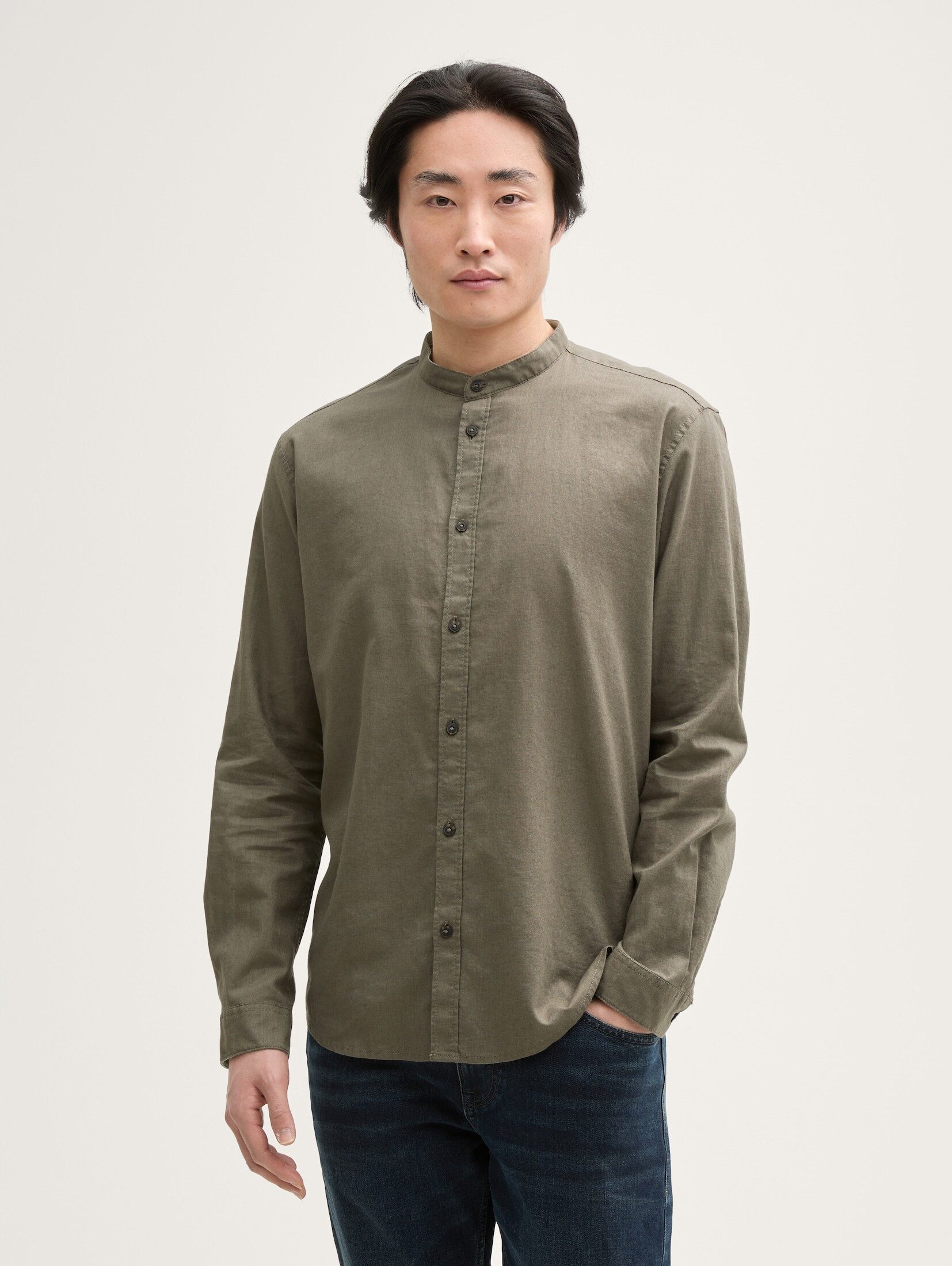 TOM TAILOR Langarmhemd Blusen & Shirts Regular Fit Hemd mit Leinenanteil günstig online kaufen