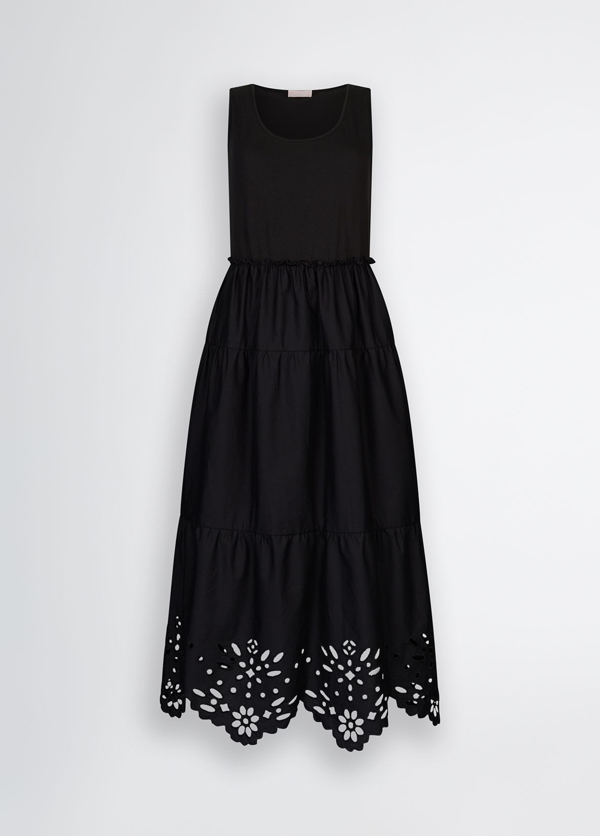 Liu Jo Midikleid – Ärmelloses Kleid mit Stickereien & Volantrock