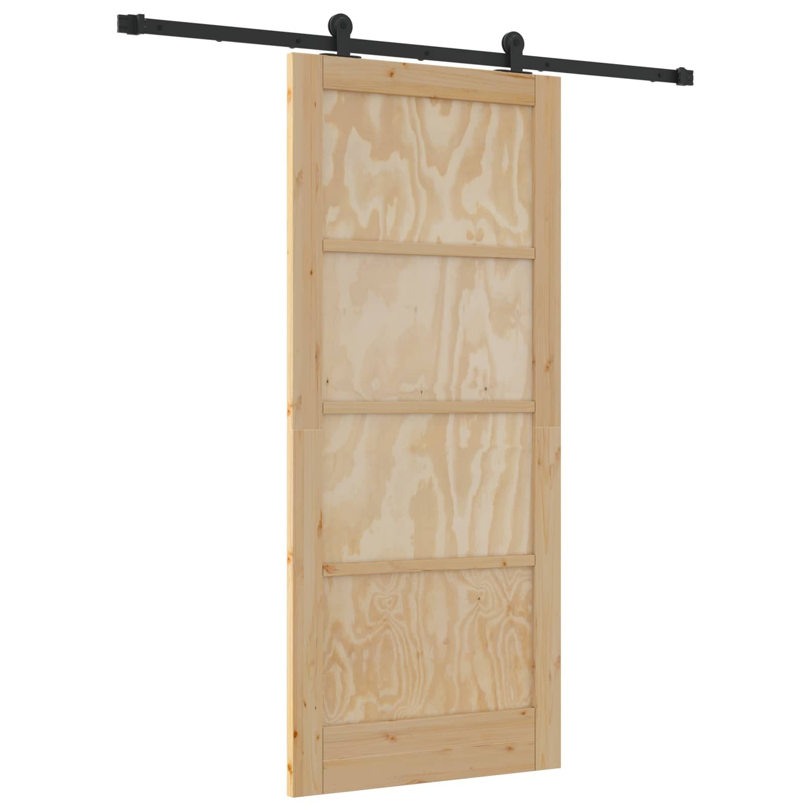 vidaXL Haustür Schiebetür Natürlich und Schwarz 86 x 198,5 cm (1-St)