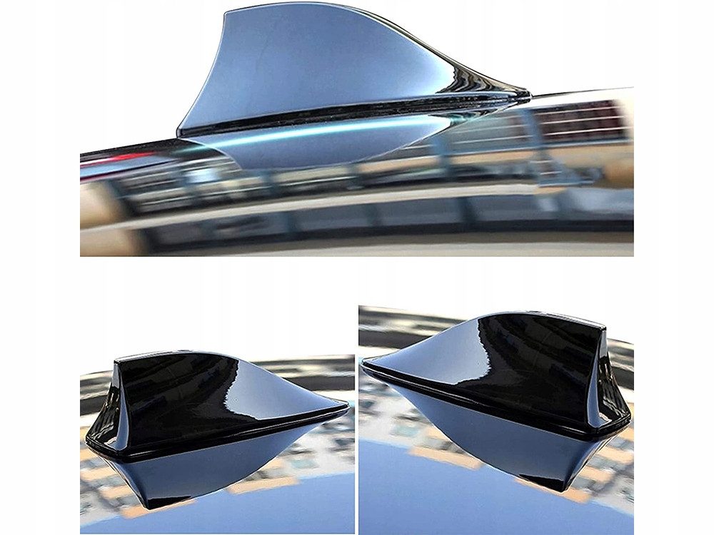 VERK GROUP Auto Haifisch Antenne Shark AM/FM Dachantenne Universal Schwarz Dachantenne (für PKW, Limousinen, Kombis, SUV, Fahrzeugnachrüstung), Haifischflossen-Design, werkzeuglose Montage