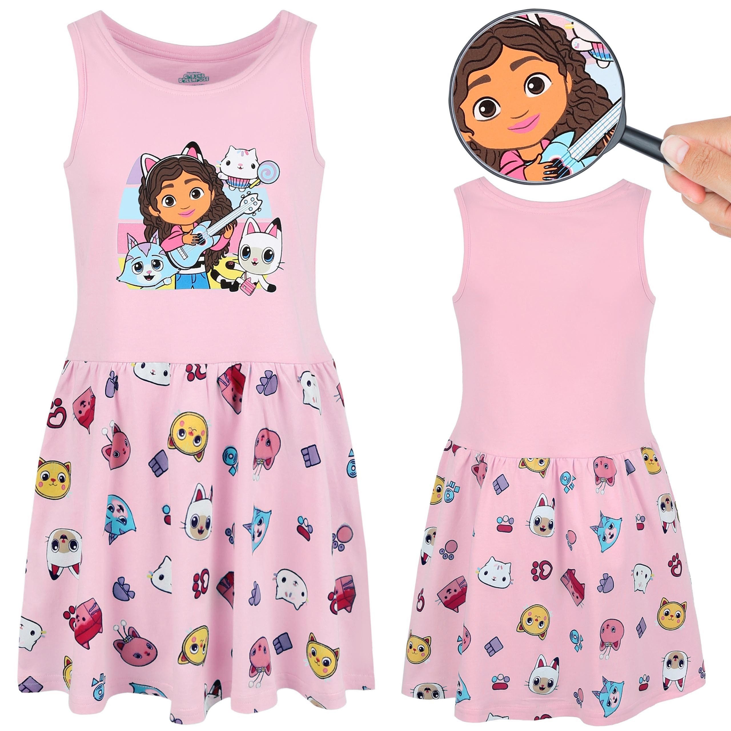 Gabby's Dollhouse Sommerkleid Gabby's Dollhouse Kleid rosa, Träger, Mädchen, 100% Baumwolle