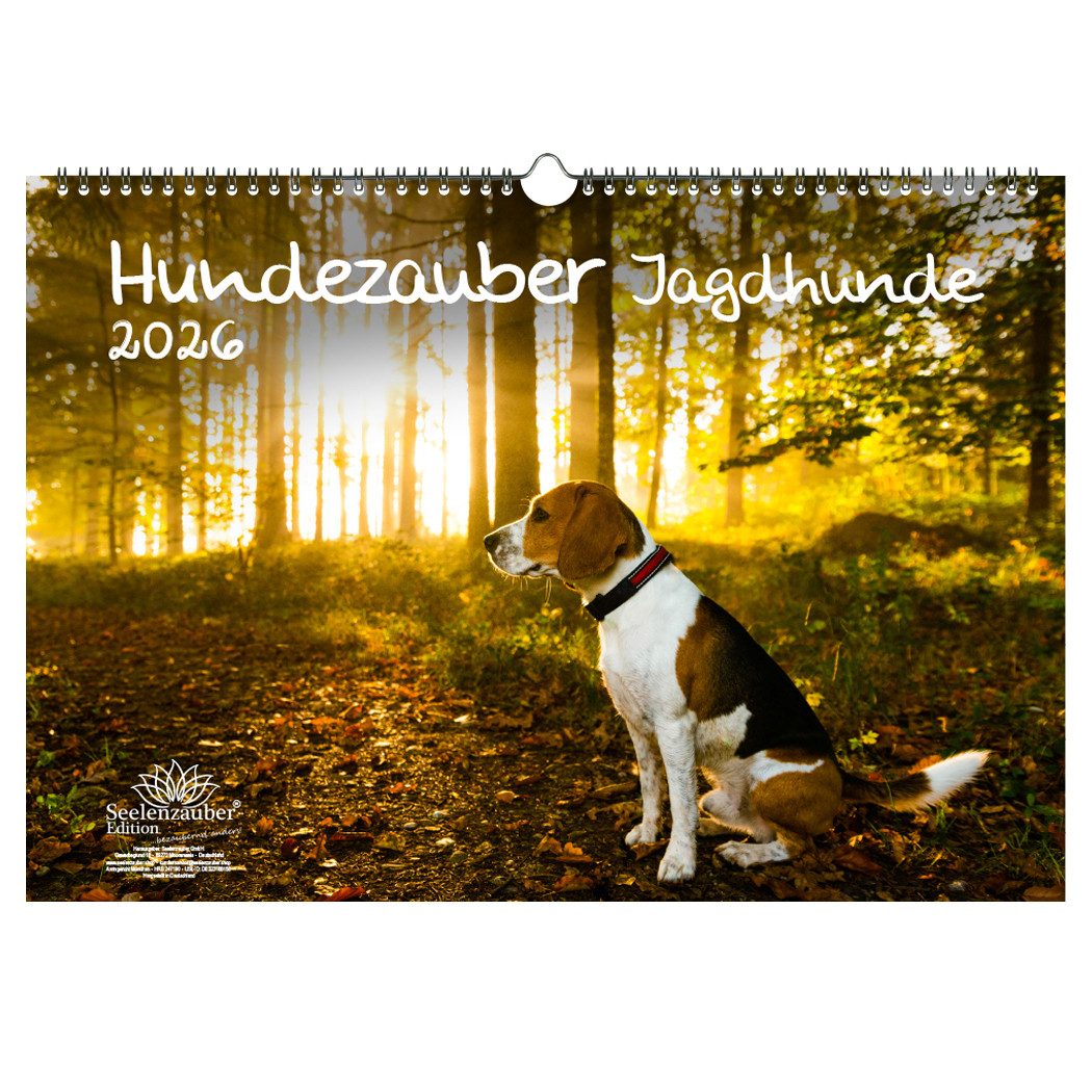 Seelenzauber Wandkalender Hundezauber Jagdhunde DIN A3 Kalender für 2026 Welpen und Hunde