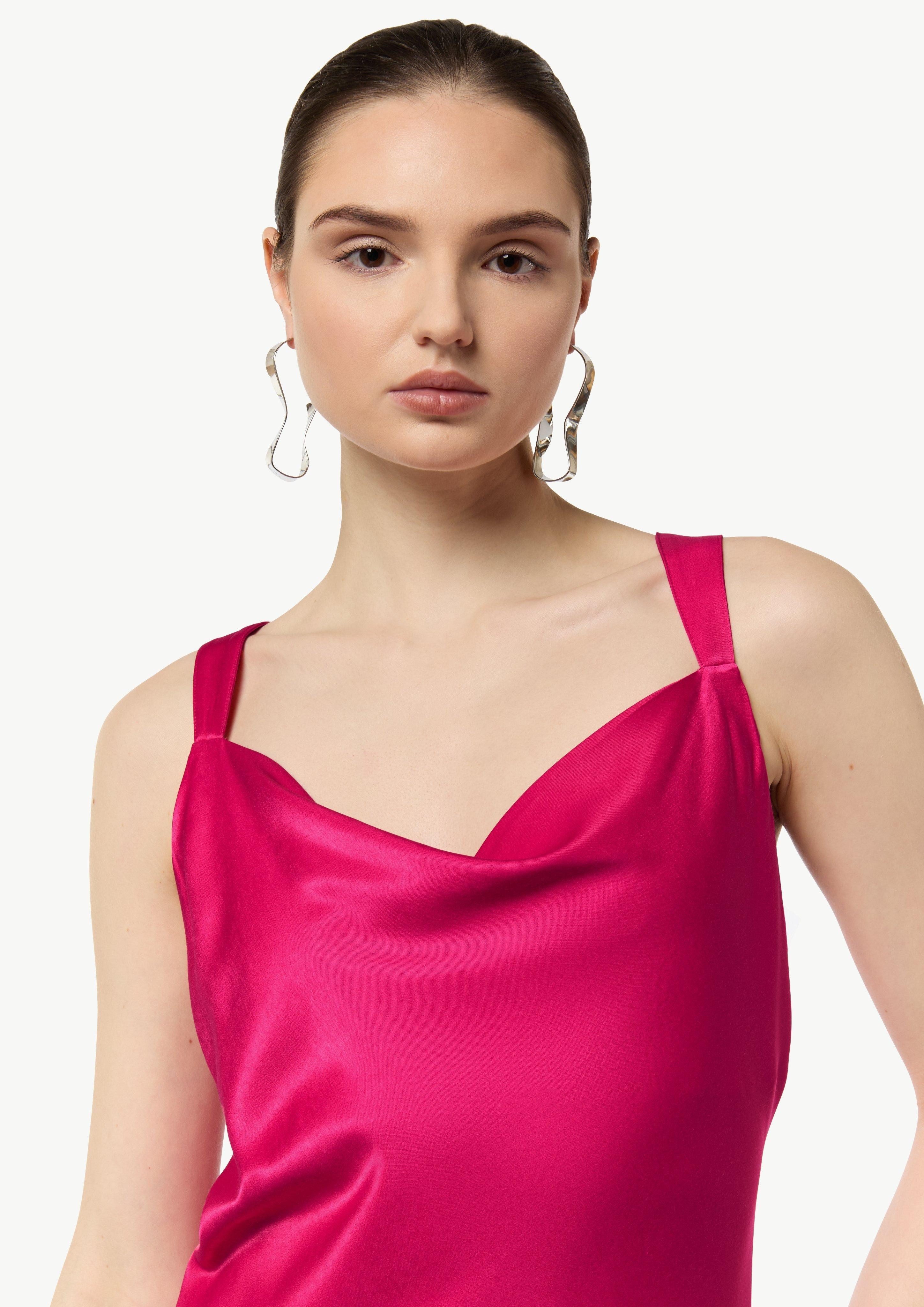 Comma Maxikleid Satinkleid mit Wasserfall-Ausschnitt günstig online kaufen