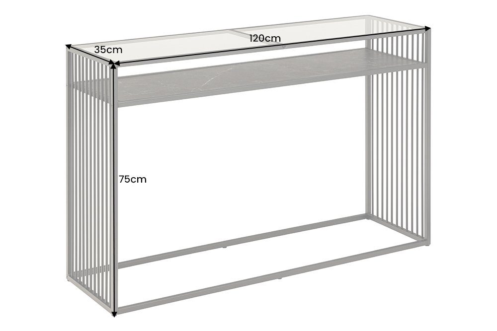 · Design Glas Industrial 1-St), riess-ambiente Wohnzimmer 120cm Konsolentisch · schwarz · Flur · Marmor-Optik Metall ARCHITECTURE (Einzelartikel, ·