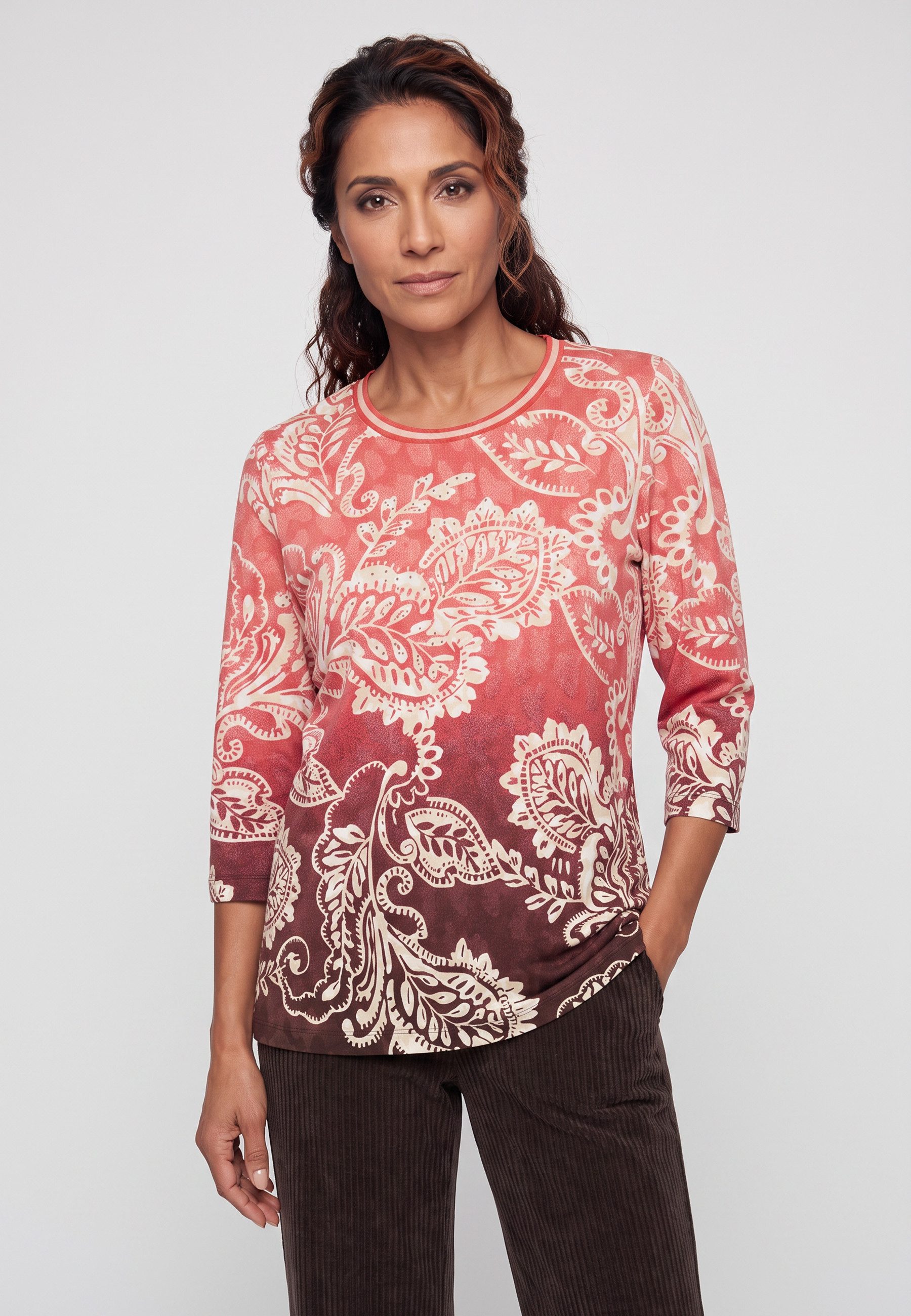 Olsen T-Shirt mit Panneaux-Print und Rundhalsausschnitt – Bild 4 von 5