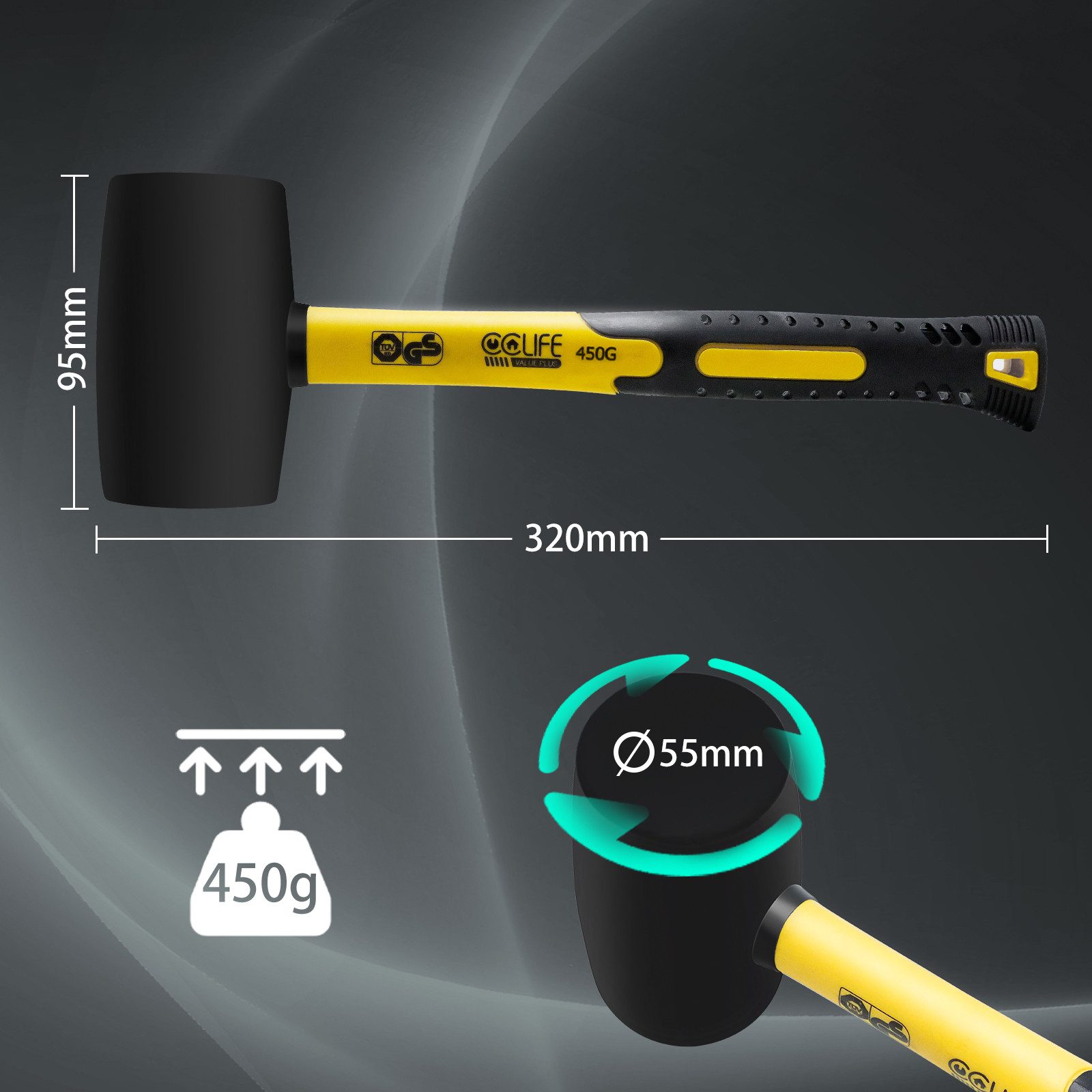 CCLIFE Gummihammer Gummihammer Zertifiziert durch TÜV und GS Verschiedene Modelle