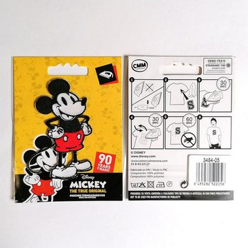 Disney Aufnäher Bügelbild, Aufbügler, Applikationen, Patches, Flicken, zum aufbügeln, Polyester, Mickey Mouse 90 Jahre - Größe: 5,2 x 8,0 cm